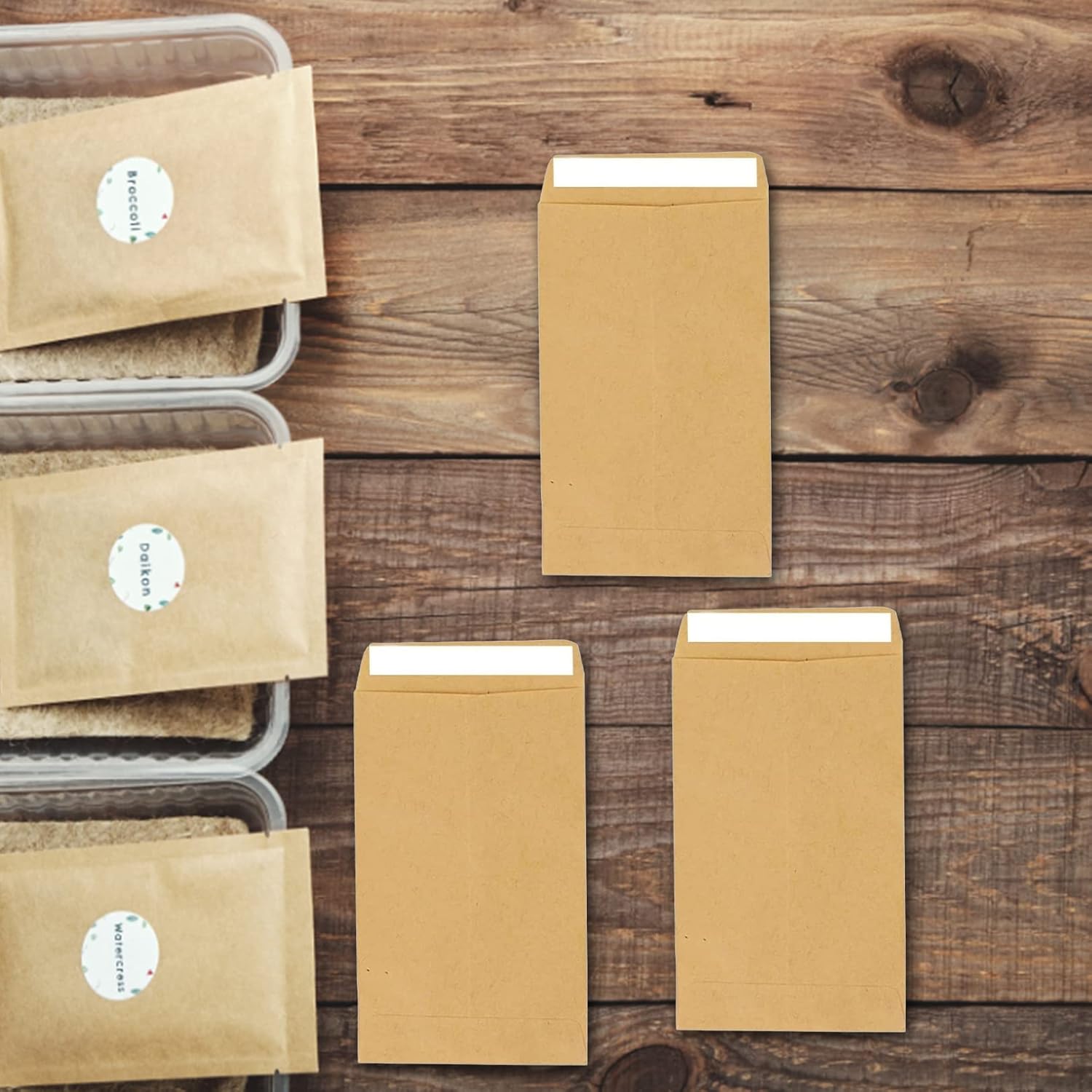 50 small brown seed envelopes - 6x10cm mini brown seed envelopes - envelopes for coins and small parts - small brown kraft paper bags for small items - seeds - cash - beads - coins - Image 4