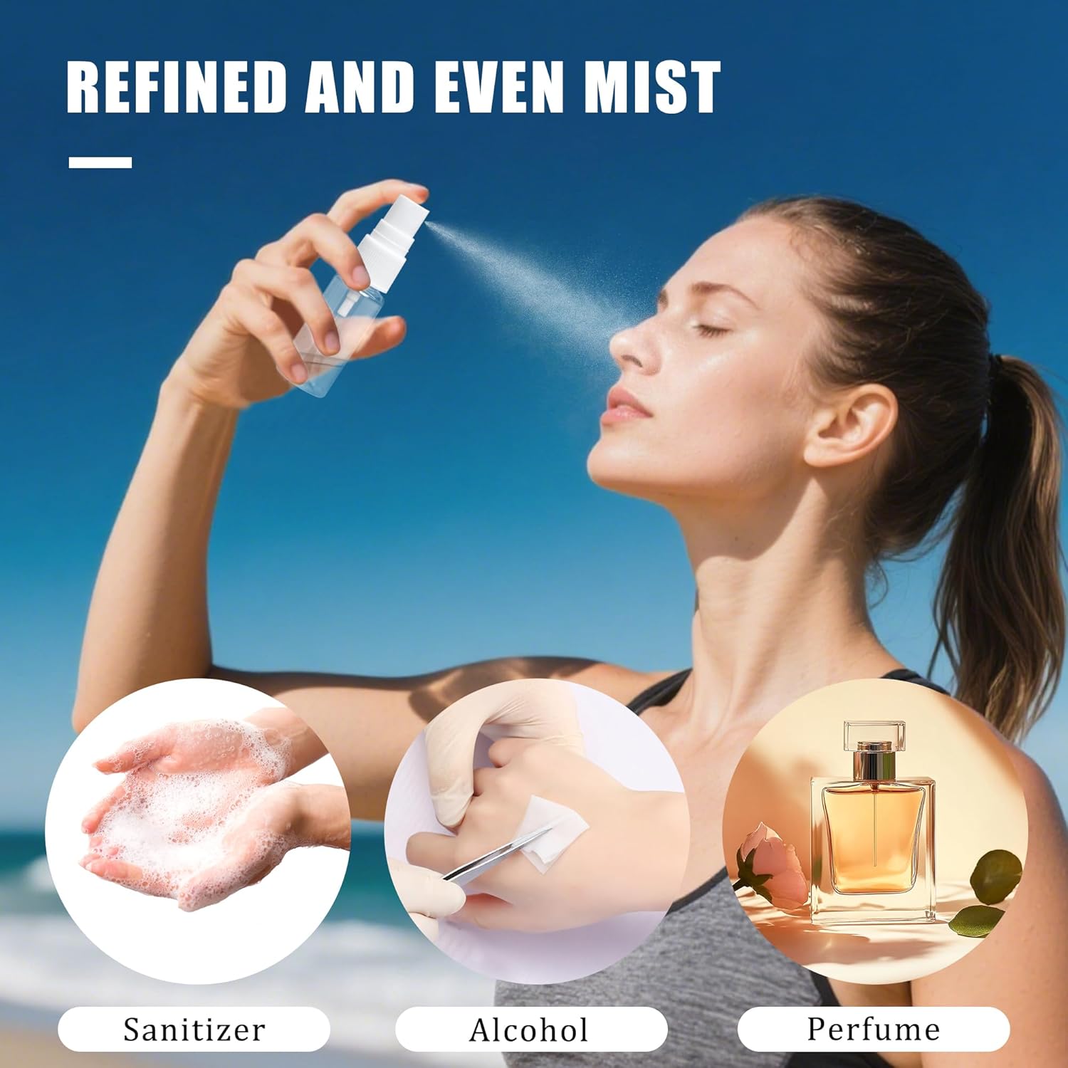 20 ml spray bottle - 2 mini spray bottles in travel size - clear plastic fine mist sprayer - compact travel-sized toiletries and cosmetics for vacation - Image 5