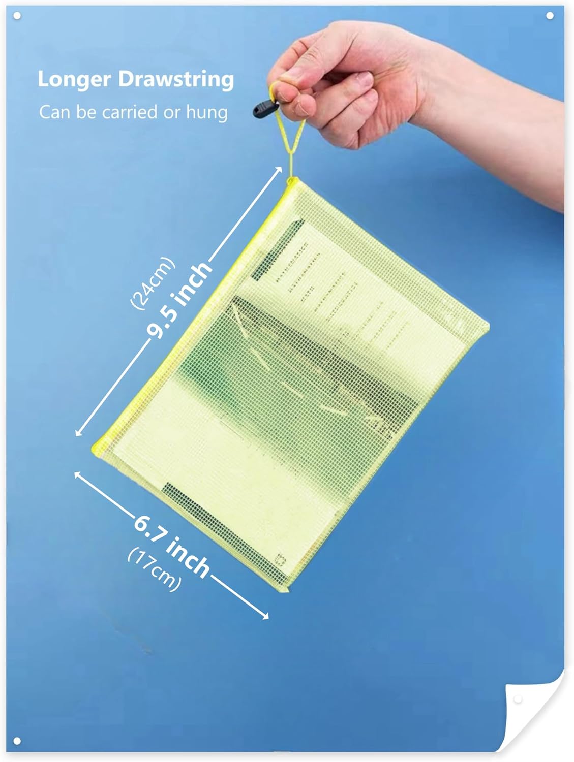 A5 Plastic Wallet Map Zip Closure Document Bag Files Zip Closure for Office Home School Supplies 5 Pieces - Image 2