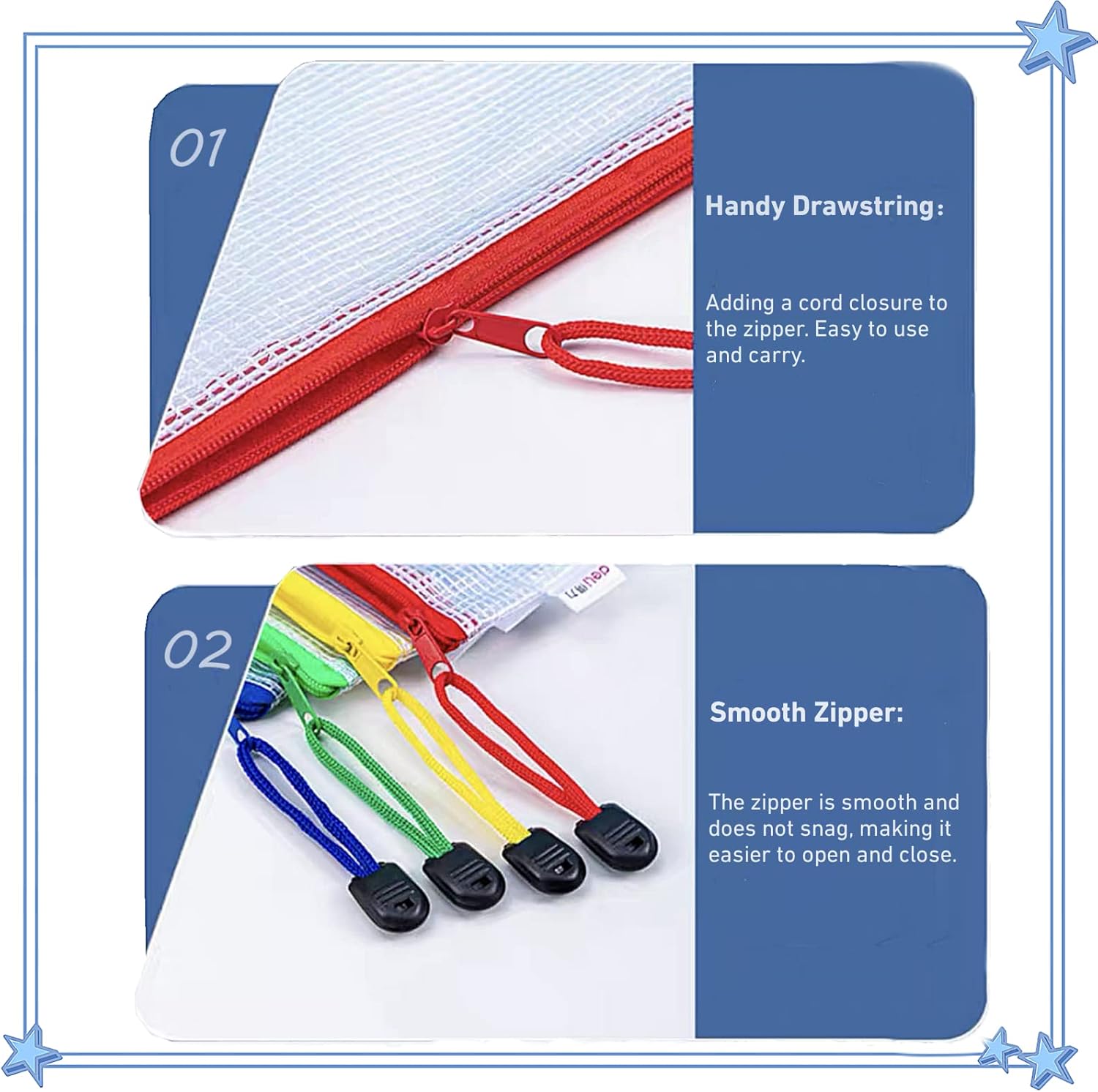 A5 Plastic Wallet Map Zip Closure Document Bag Files Zip Closure for Office Home School Supplies 5 Pieces - Image 4