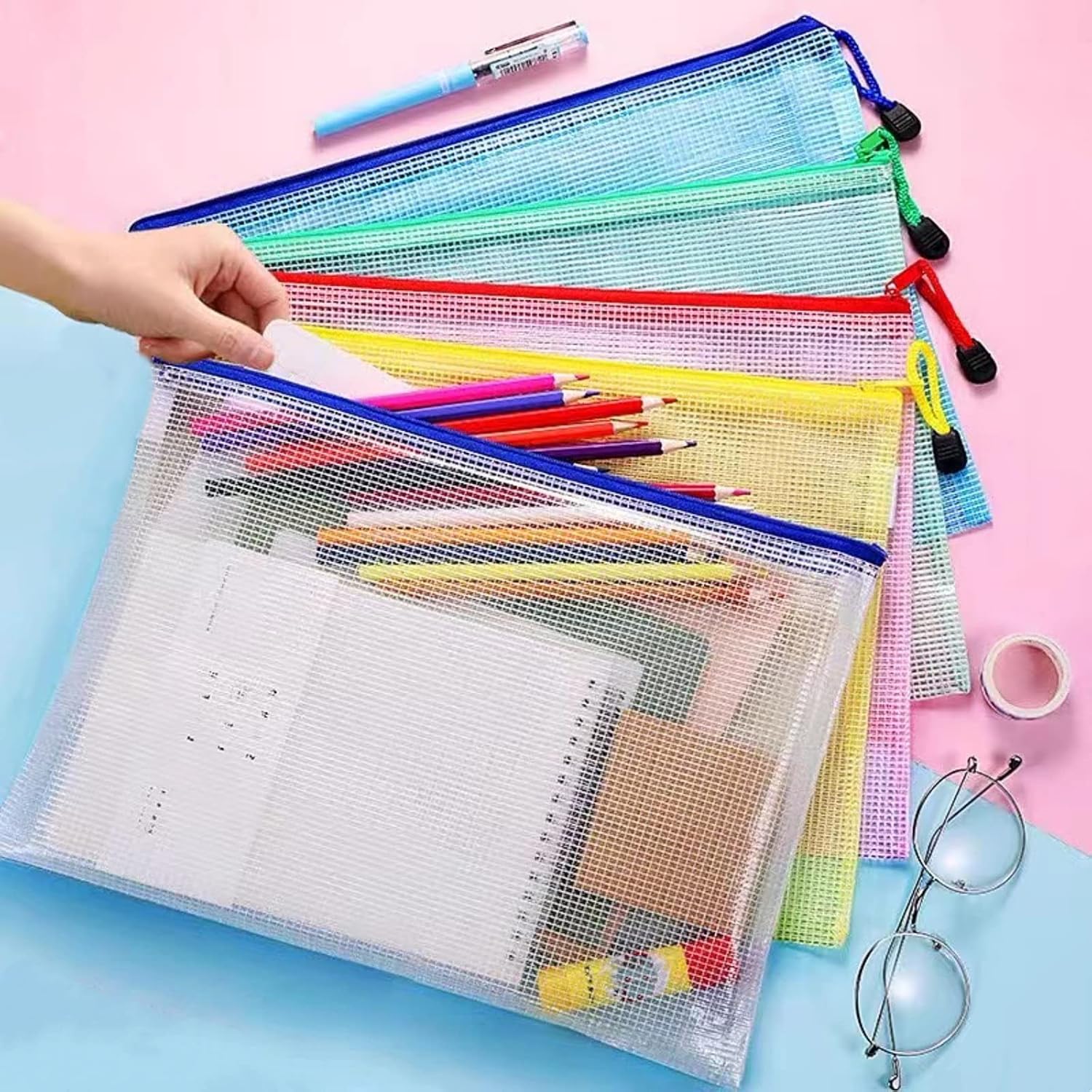 A5 Plastic Wallet Map Zip Closure Document Bag Files Zip Closure for Office Home School Supplies 5 Pieces - Image 5