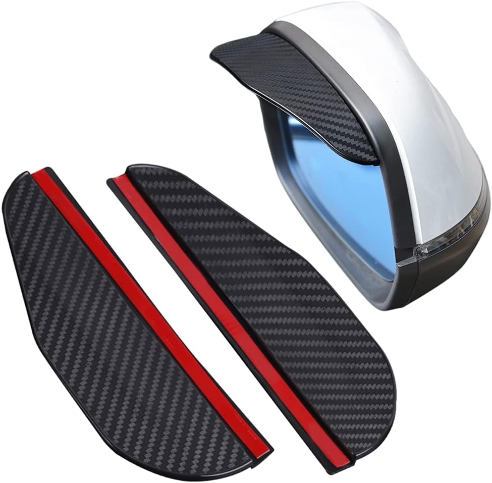 1 pair car side mirror rain cover smoke cap universal carbon fiber rearview mirror side mirror for SUV truck accessories - Image 1