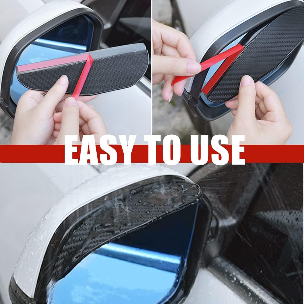 1 pair car side mirror rain cover smoke cap universal carbon fiber rearview mirror side mirror for SUV truck accessories - Image 4