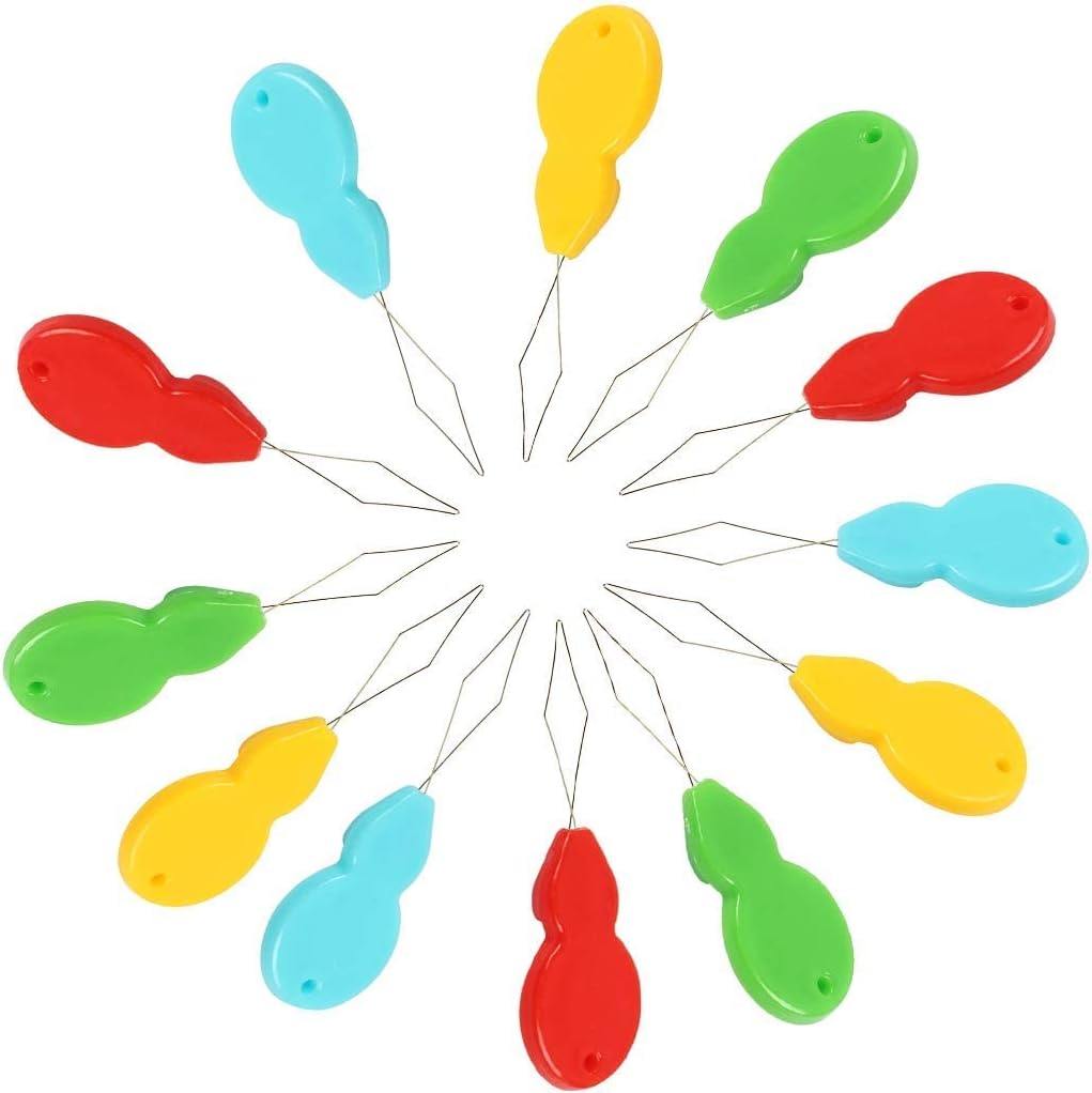 Needle threader, pack of 10. The pumpkin-shaped needle threader is easy to use for threading hand-sewing needles when doing cross-stitch clothing repairs – multiple colour designs for mending clothes. - Image 1
