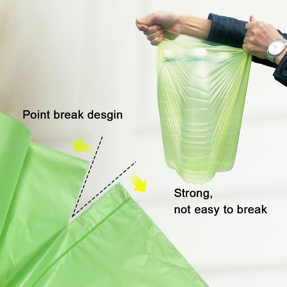Small biodegradable garbage bags (100 pieces) - 10 litre food waste bags - compostable garbage bags - recyclable garbage bags for kitchen and office - green - 45 x 50 cm - Image 3