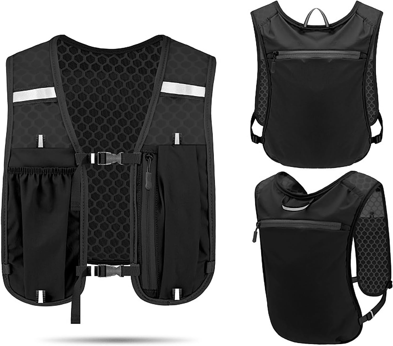 Unisex running vest with phone holder and storage space - adjustable hydration vest - lightweight and breathable running backpack for running, cycling and walking - Image 1