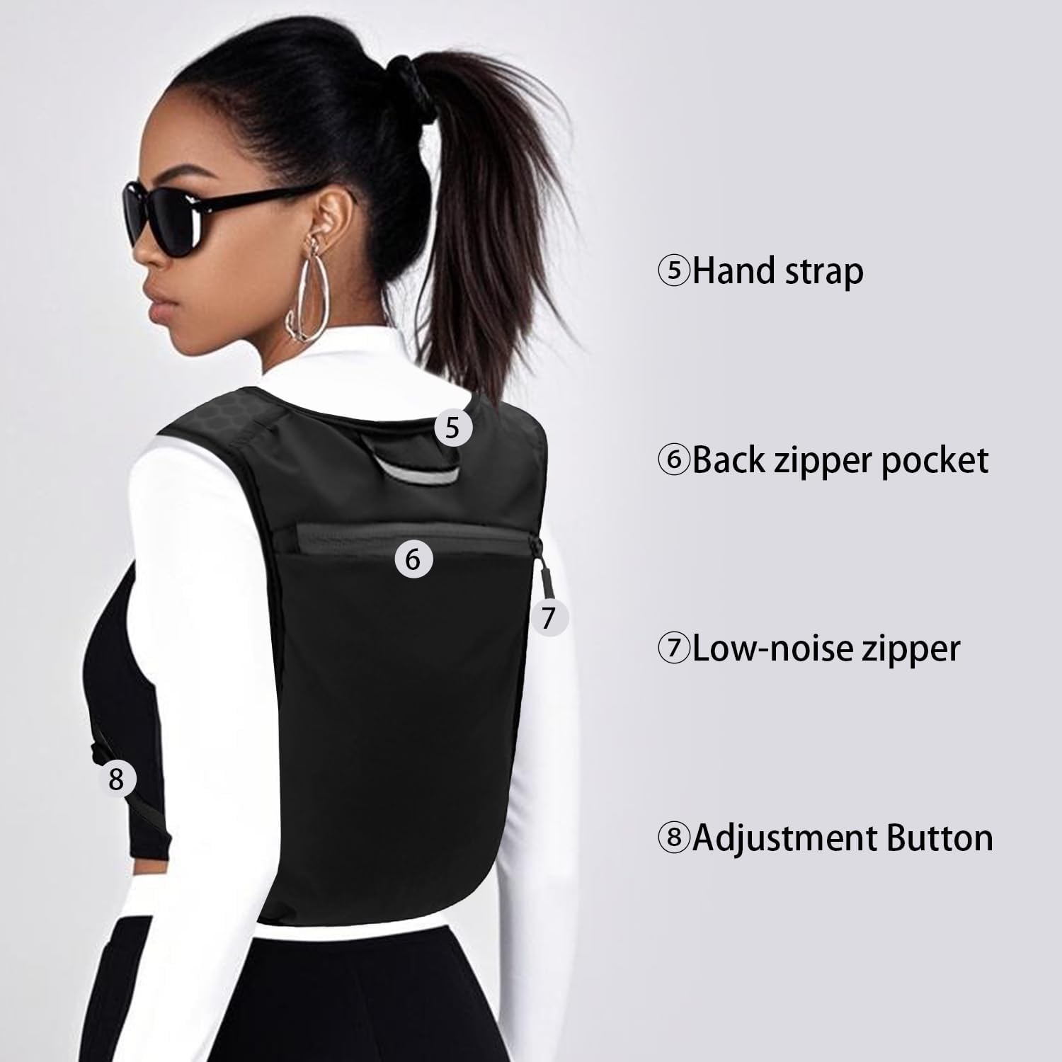 Unisex running vest with phone holder and storage space - adjustable hydration vest - lightweight and breathable running backpack for running, cycling and walking - Image 4