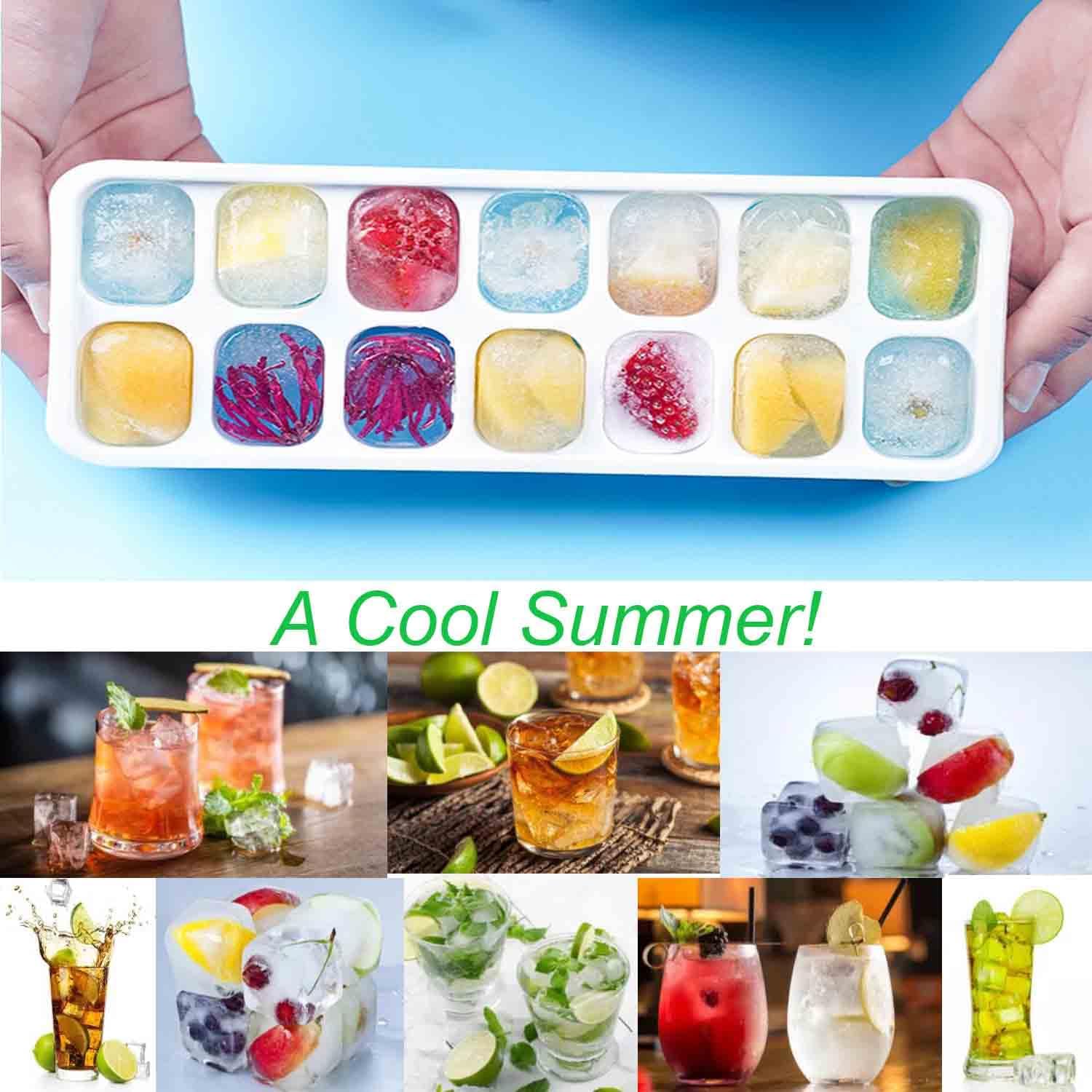 Ice cube trays - 4-pack - reusable silicone - easy to release - flexible ice cube trays for 56 ice cubes with leak-proof, removable lids - BPA-free - durable and dishwasher safe - Image 2