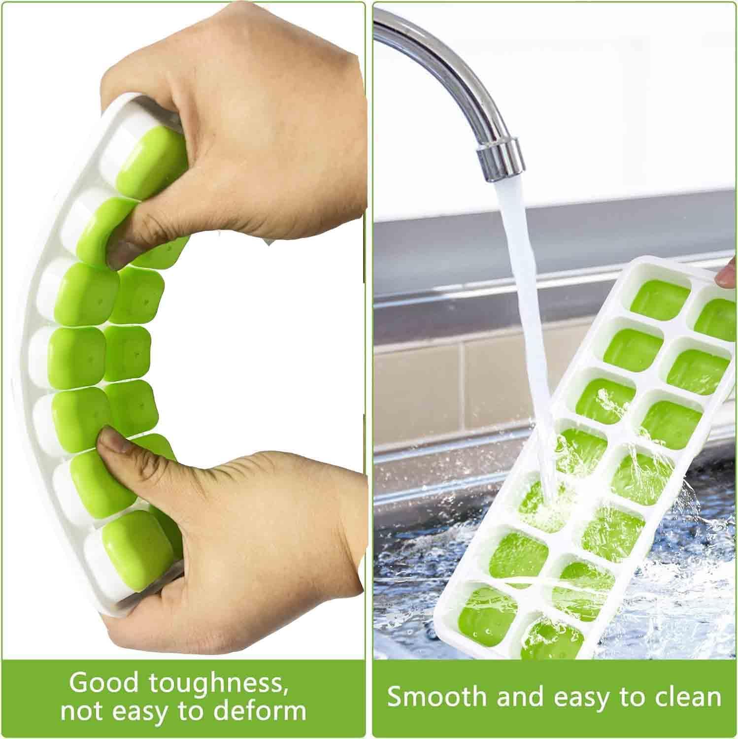 Ice cube trays - 4-pack - reusable silicone - easy to release - flexible ice cube trays for 56 ice cubes with leak-proof, removable lids - BPA-free - durable and dishwasher safe - Image 4