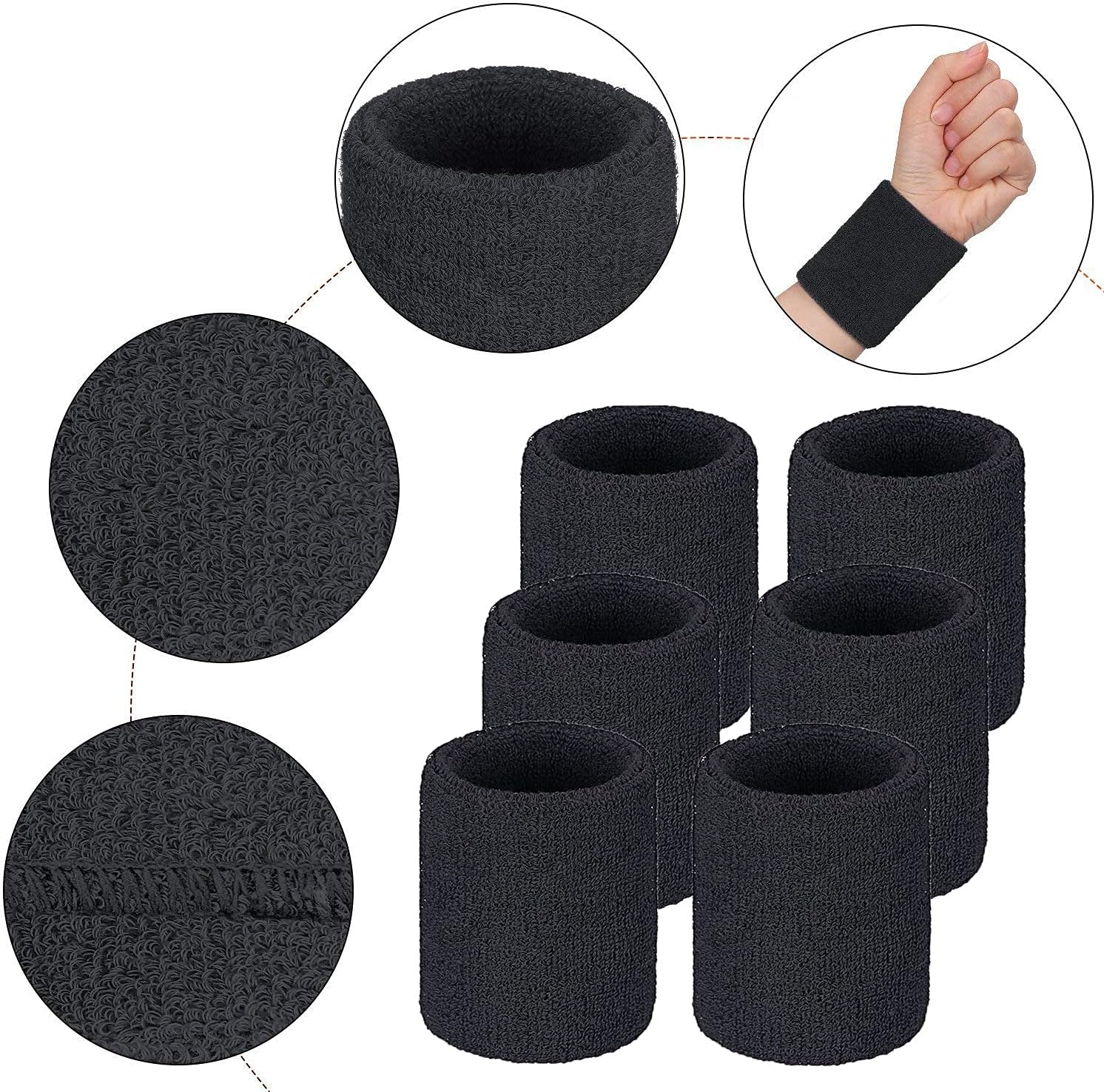 Wrist sweatbands - 2-piece sports sweatbands for men and women - for the gym - tennis - running - basketball - moisture-wicking - Image 2