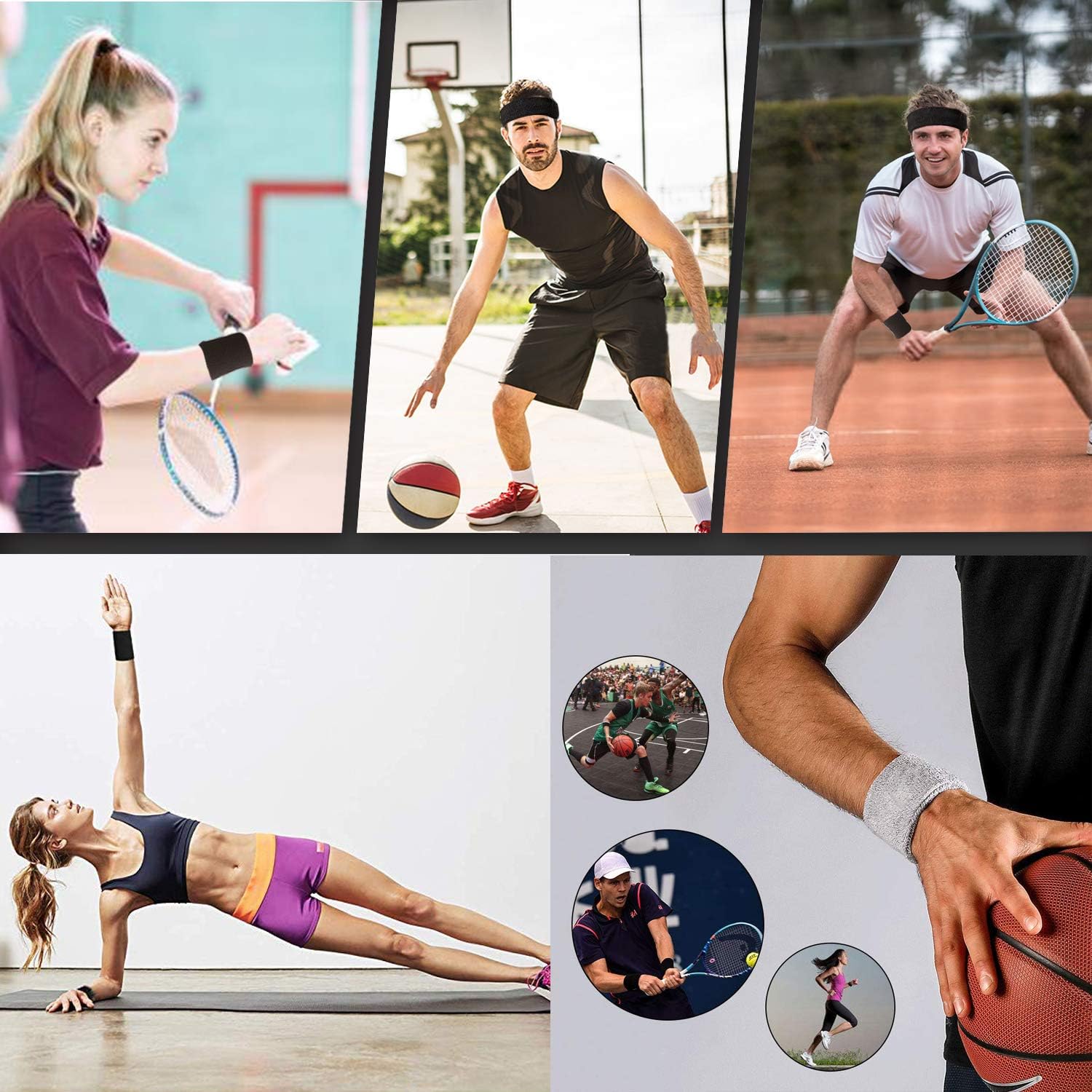 Wrist sweatbands - 2-piece sports sweatbands for men and women - for the gym - tennis - running - basketball - moisture-wicking - Image 4