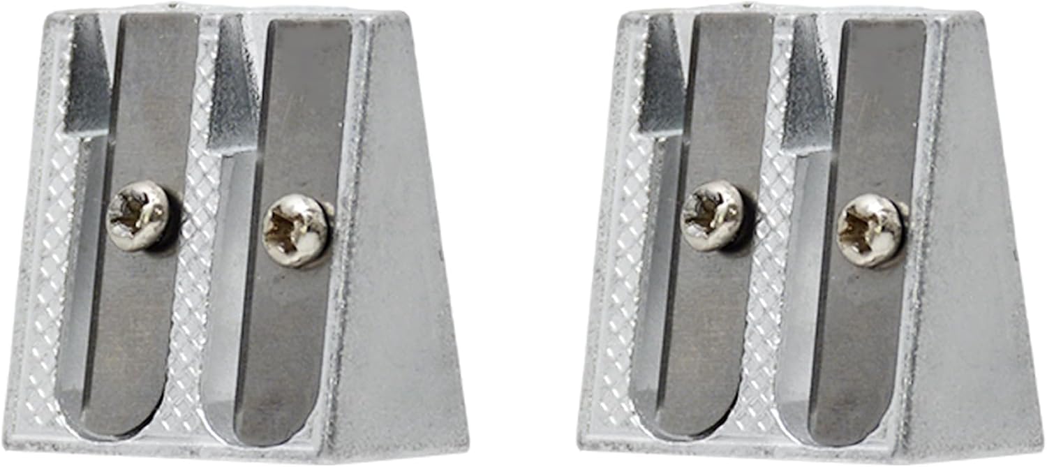 2-pack metal pencil sharpener with 2 holes Metal pencil sharpener for school Pencils for home School Office supplies - Image 1