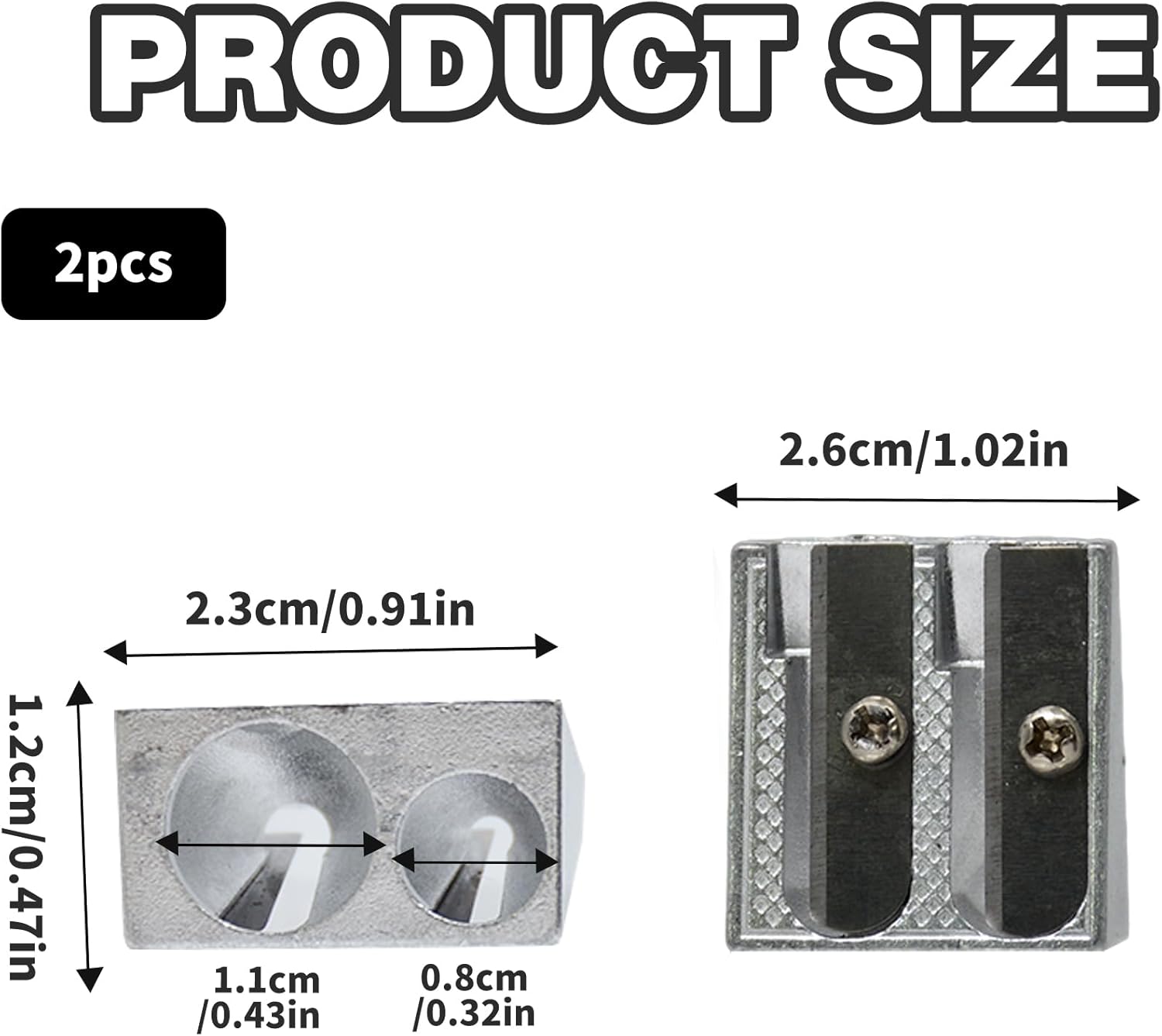2-pack metal pencil sharpener with 2 holes Metal pencil sharpener for school Pencils for home School Office supplies - Image 2