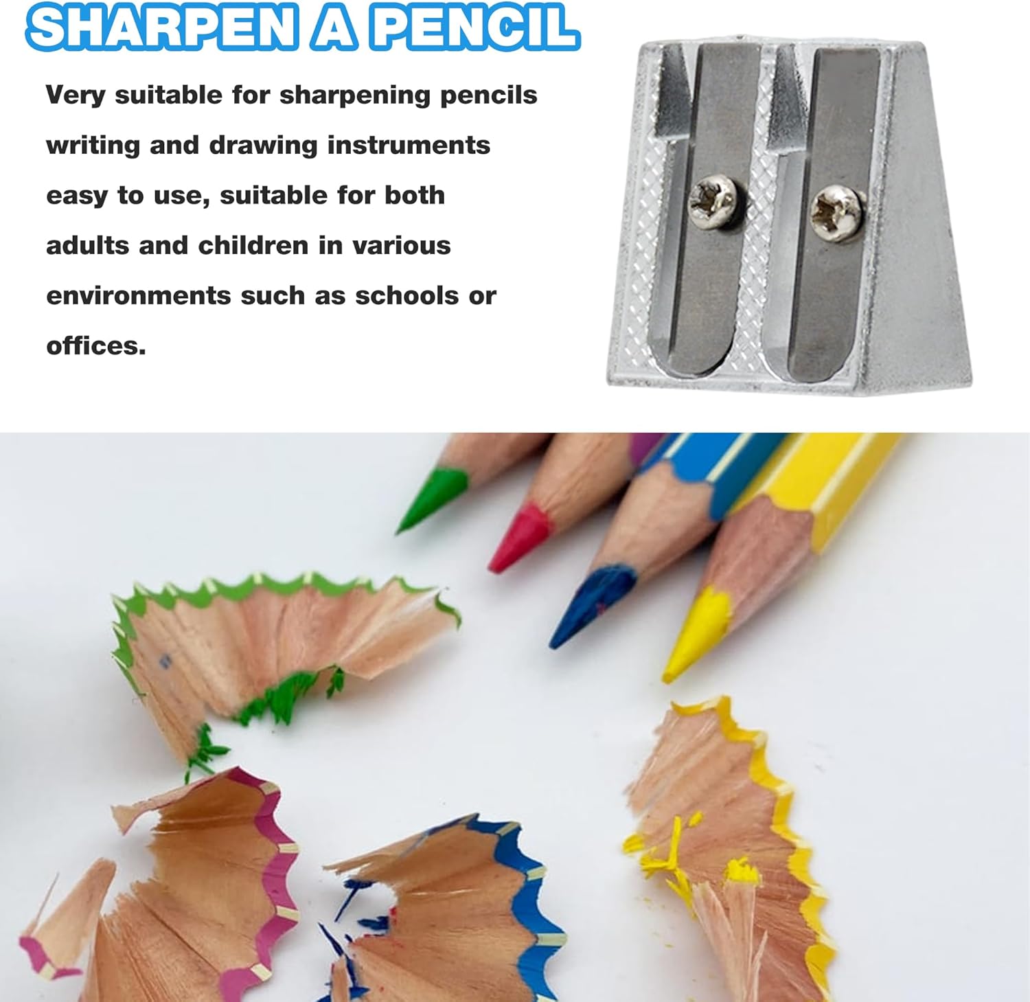 2-pack metal pencil sharpener with 2 holes Metal pencil sharpener for school Pencils for home School Office supplies - Image 3