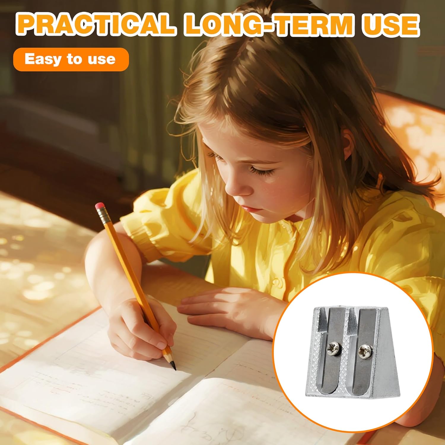 2-pack metal pencil sharpener with 2 holes Metal pencil sharpener for school Pencils for home School Office supplies - Image 4
