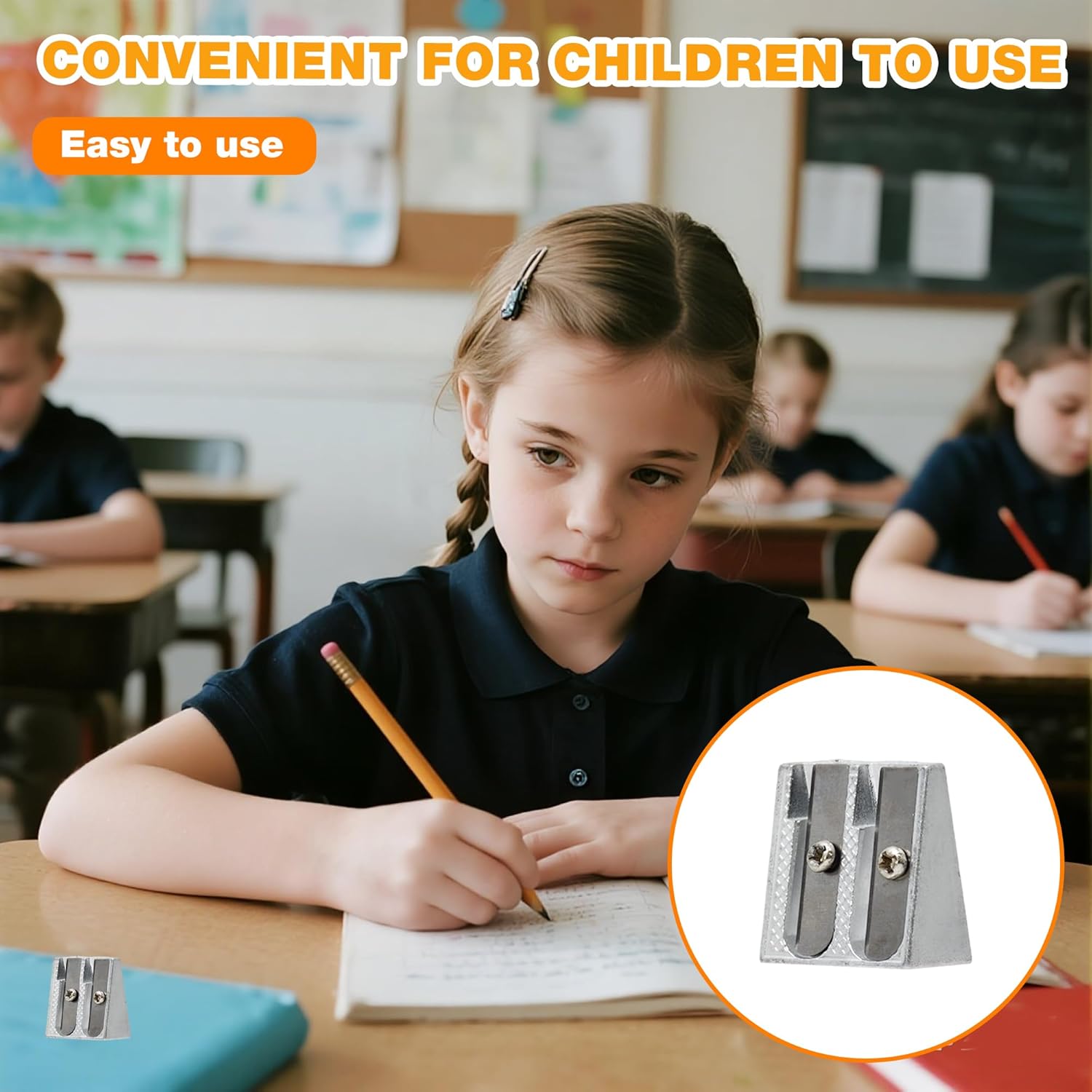 2-pack metal pencil sharpener with 2 holes Metal pencil sharpener for school Pencils for home School Office supplies - Image 5