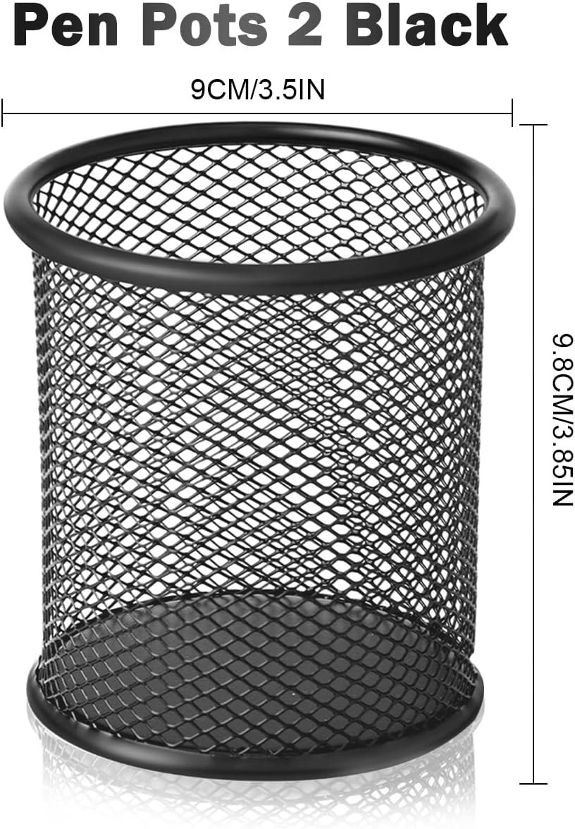 2-pack metal mesh pen holder pen holder for desk metal office mesh desktop storage pen holder office supplies - Office accessories and storage products - black - Image 5