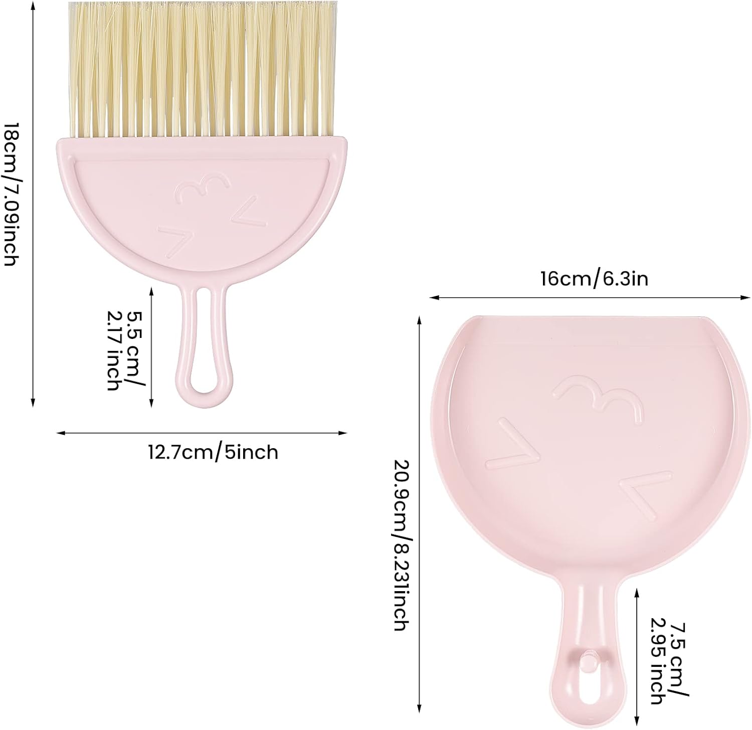 Mini dustpan and brush - pink set of brush and dustpan - portable combination of cleaning brush and dustpan - flexible edge - perfect for removing dust, dirt and grit - suitable for most hard surfaces - space-saving design - Image 2
