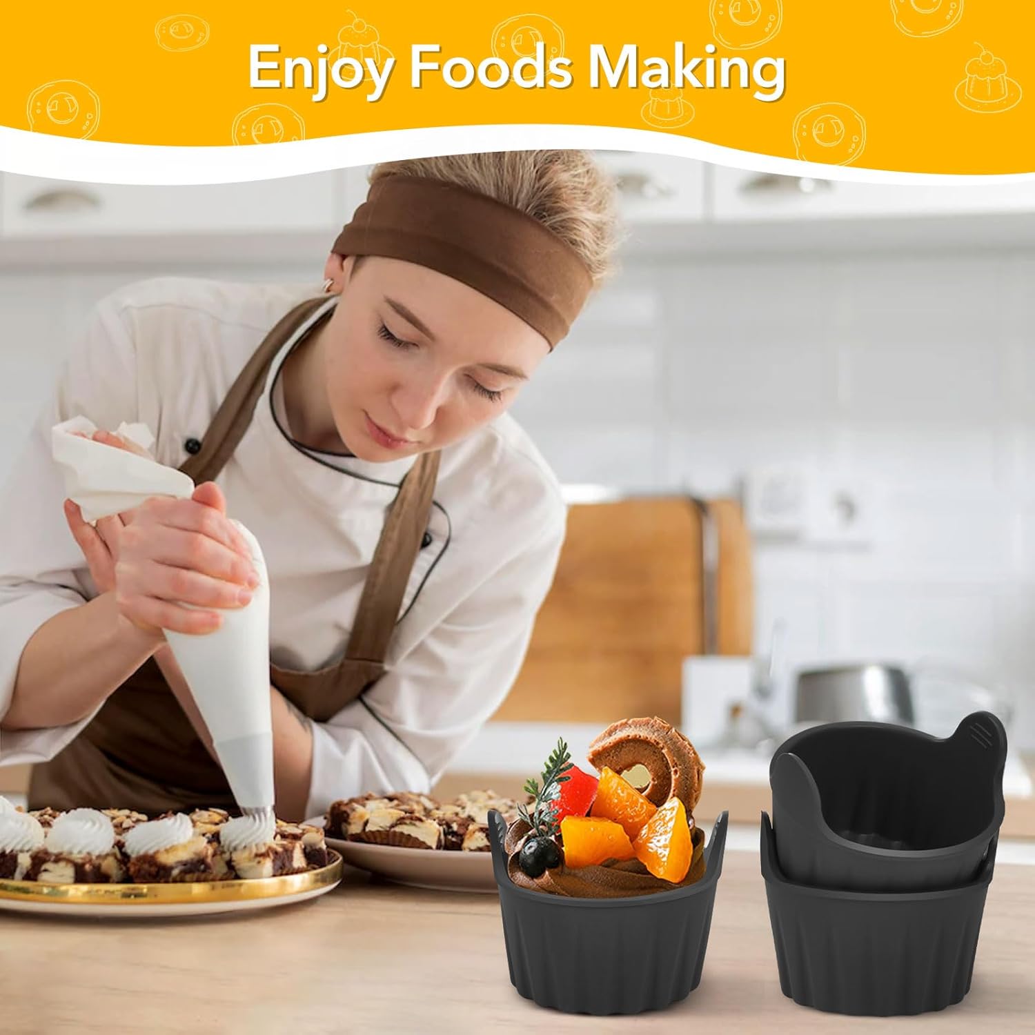 4-piece egg poacher for the airfryer - baking tray specially for the airfryer - egg poacher for the microwave - shape for poached eggs of food grade quality and baking tray for making soufflés - muffins - cupcakes - custard and pudding. - Image 2