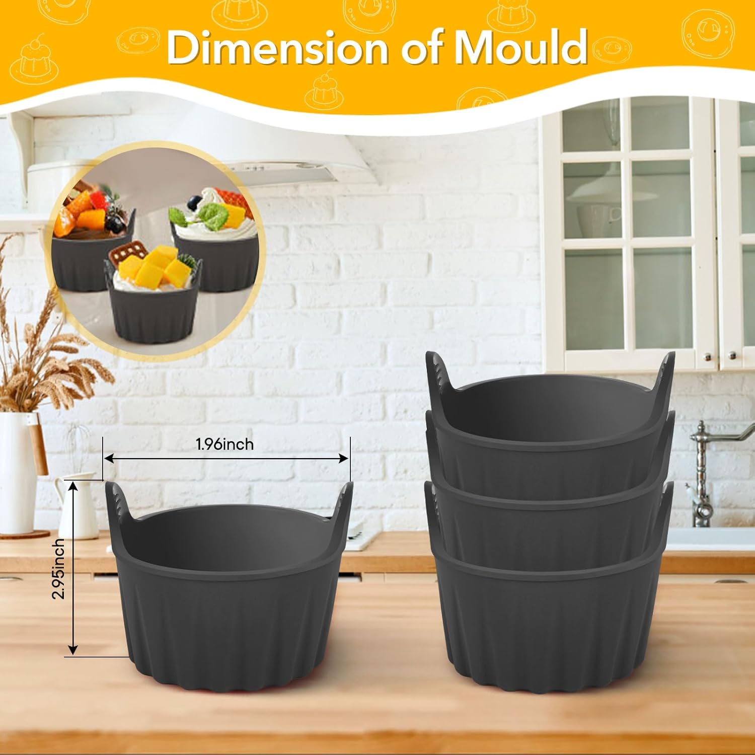4-piece egg poacher for the airfryer - baking tray specially for the airfryer - egg poacher for the microwave - shape for poached eggs of food grade quality and baking tray for making soufflés - muffins - cupcakes - custard and pudding. - Image 3