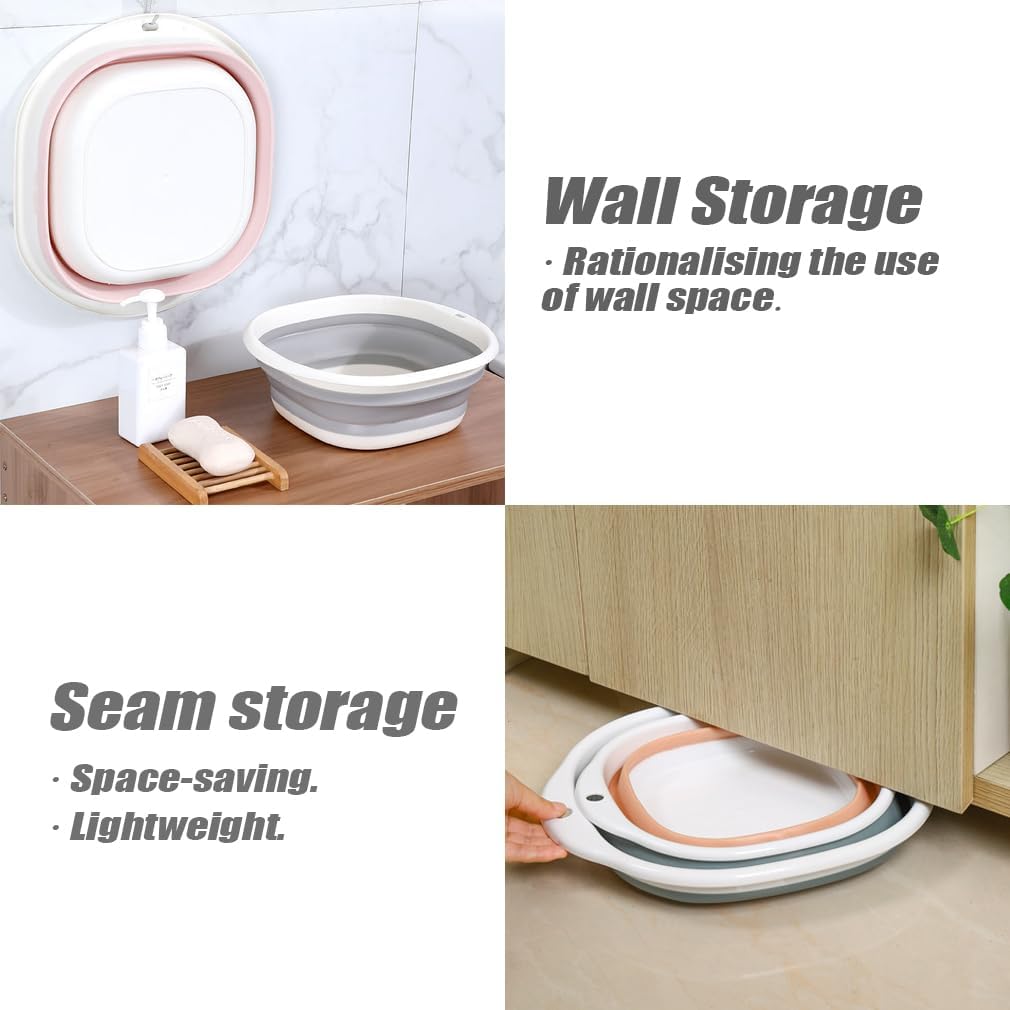 Foldable sink (5 litres) - Foldable basin - plastic sink - expandable water basin - portable food storage bowl for camping - multi-functional outdoor basin for travel (M - grey) - Image 5