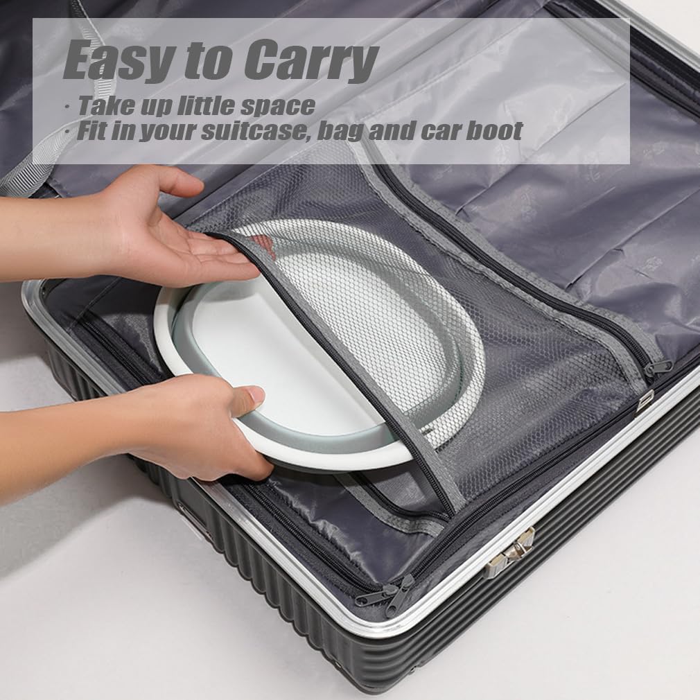 Foldable sink (5 litres) - Foldable basin - plastic sink - expandable water basin - portable food storage bowl for camping - multi-functional outdoor basin for travel (M - grey) - Image 6