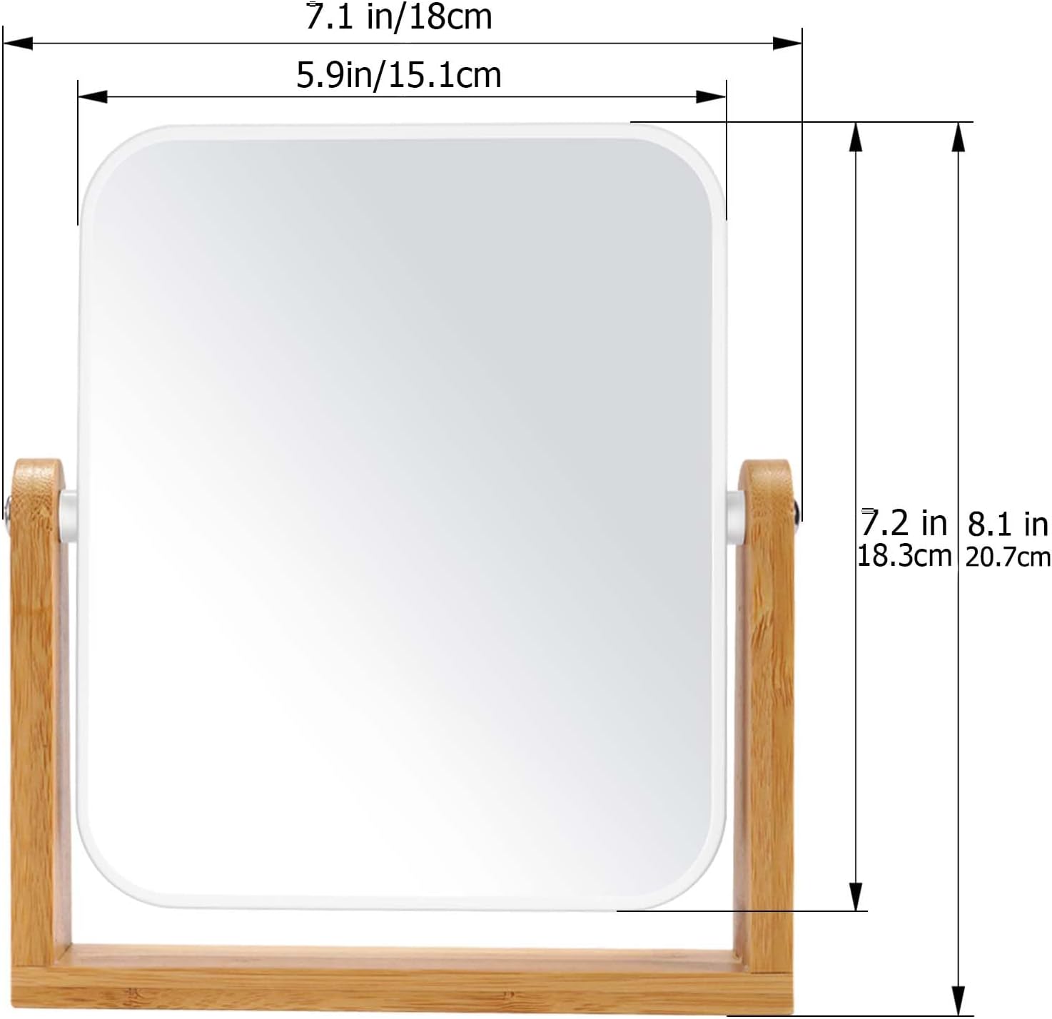 Desk mirror with standard 1x/3x magnification - double-sided - 360-degree swivel - portable vanity mirror with magnifying glass - Image 6