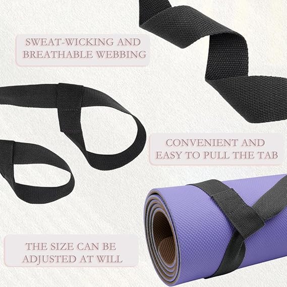 Yoga Mat Strap for Carrying - Cotton Yoga Mat Carry Strap Sling- Adjustable Loops for all Mat Sizes(Yoga Mat not included) - Image 3