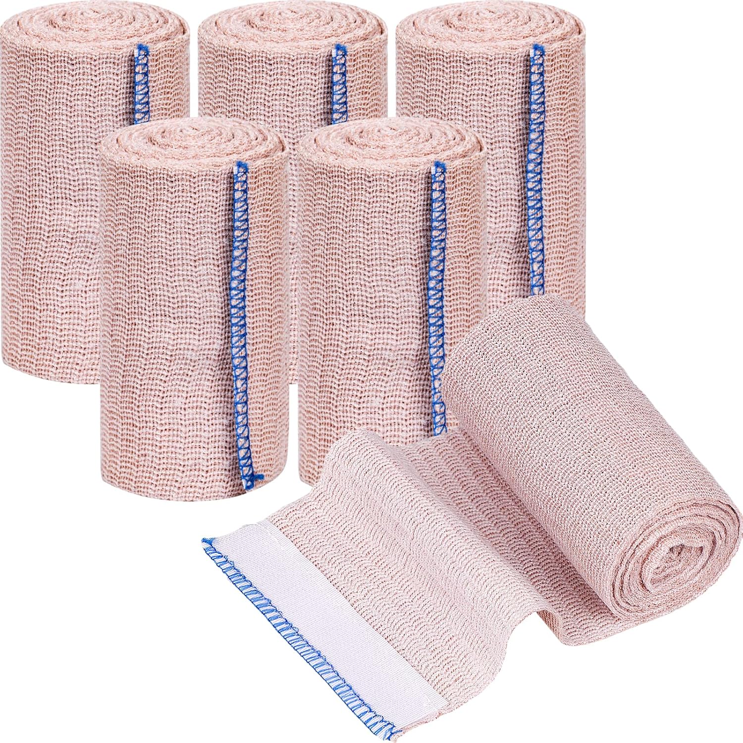 Premium compression bandages Pack of 6 elastic bandages - self-adhesive - for injuries to wrists, ankles, hands, knees, elbows, shoulders, feet - washable and reusable - 10 cm wide - 1-7 m long - stretches up to 4-5 m - Image 1