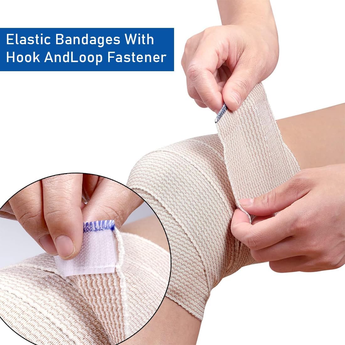 Premium compression bandages Pack of 6 elastic bandages - self-adhesive - for injuries to wrists, ankles, hands, knees, elbows, shoulders, feet - washable and reusable - 10 cm wide - 1-7 m long - stretches up to 4-5 m - Image 3