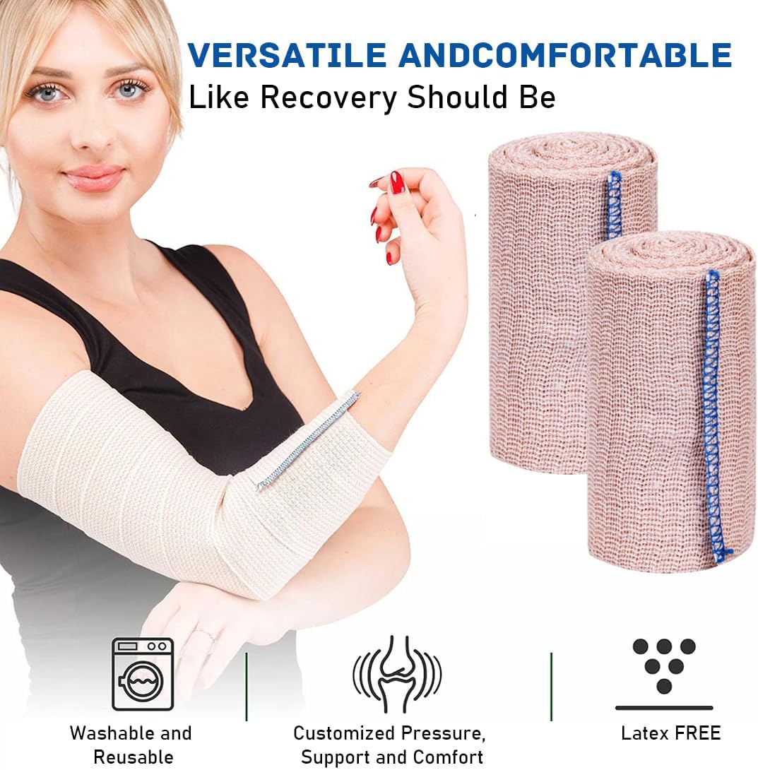 Premium compression bandages Pack of 6 elastic bandages - self-adhesive - for injuries to wrists, ankles, hands, knees, elbows, shoulders, feet - washable and reusable - 10 cm wide - 1-7 m long - stretches up to 4-5 m - Image 4