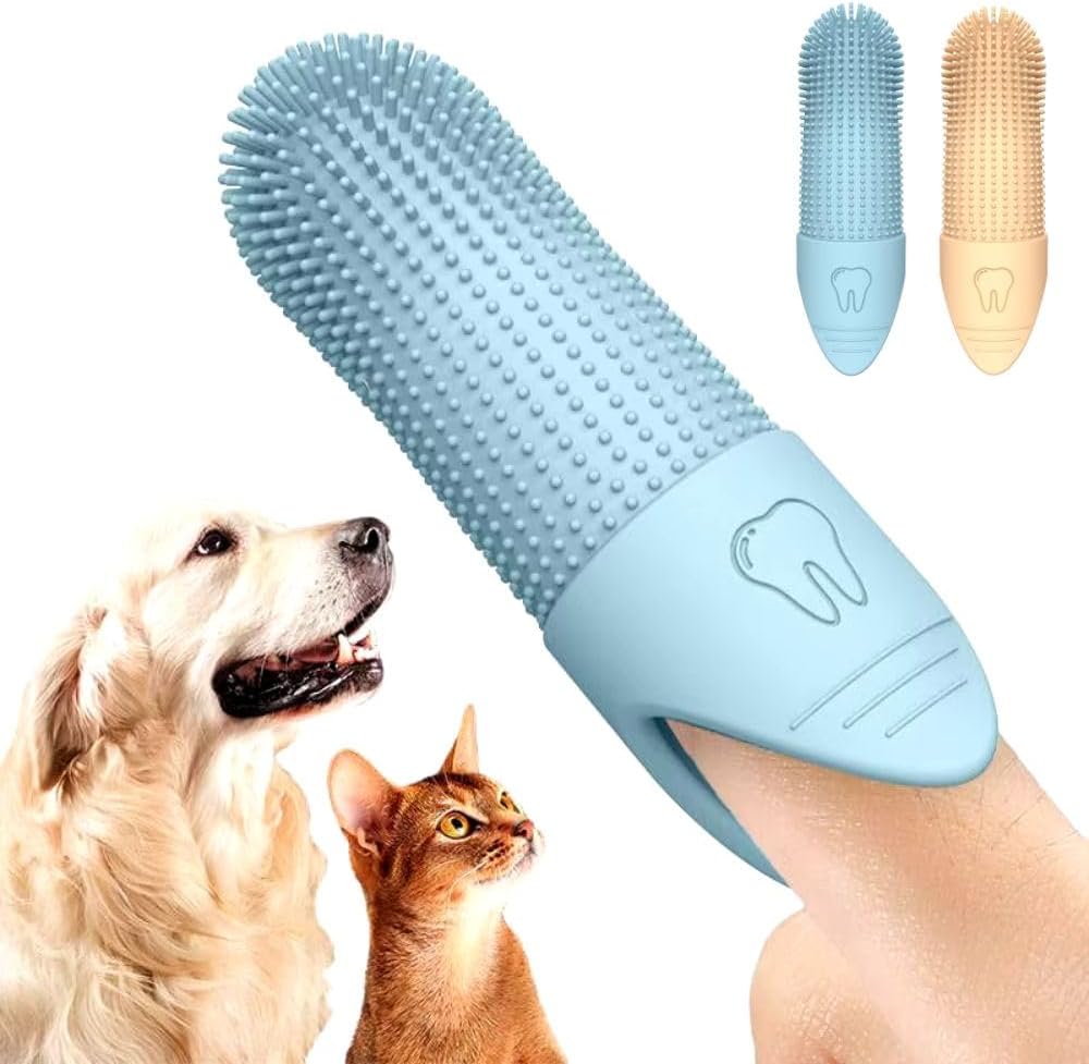 Pet Finger Toothbrush - for dogs and cats - Soft silicone finger toothbrush - for the dental care of puppies and kittens - Gentle cleaning - 2-pack - Image 1