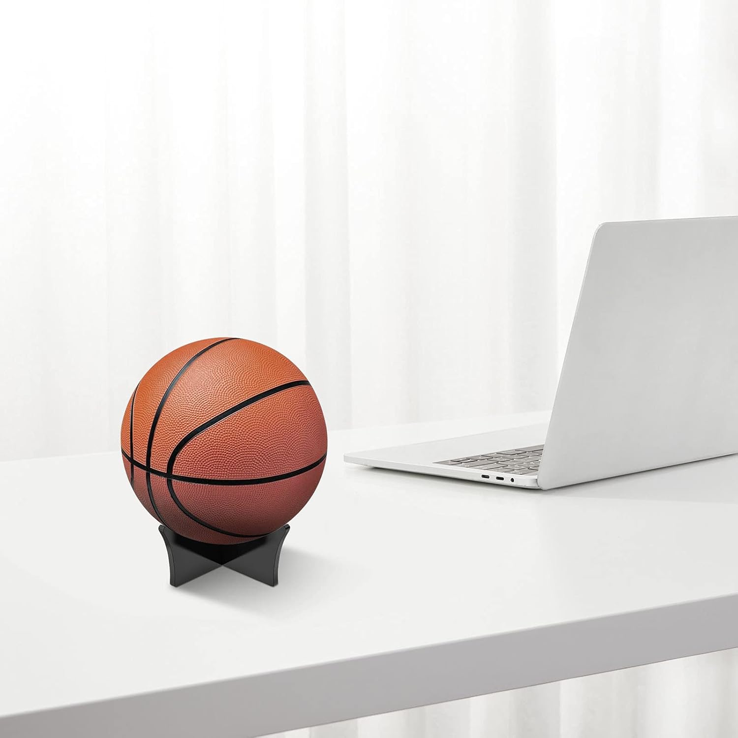 Ball Standard - Acrylic - Football, Basketball, Soccer, Volleyball, Rugby, etc. Display Standard - Ball Holders - 6 pieces - Black - Image 2