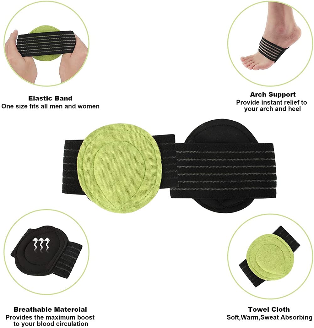 2 pairs of extra thick, padded compression arch supports for added comfort - suitable for plantar fasciitis, fallen arches, heel spurs, flat feet and foot pain issues - Image 2