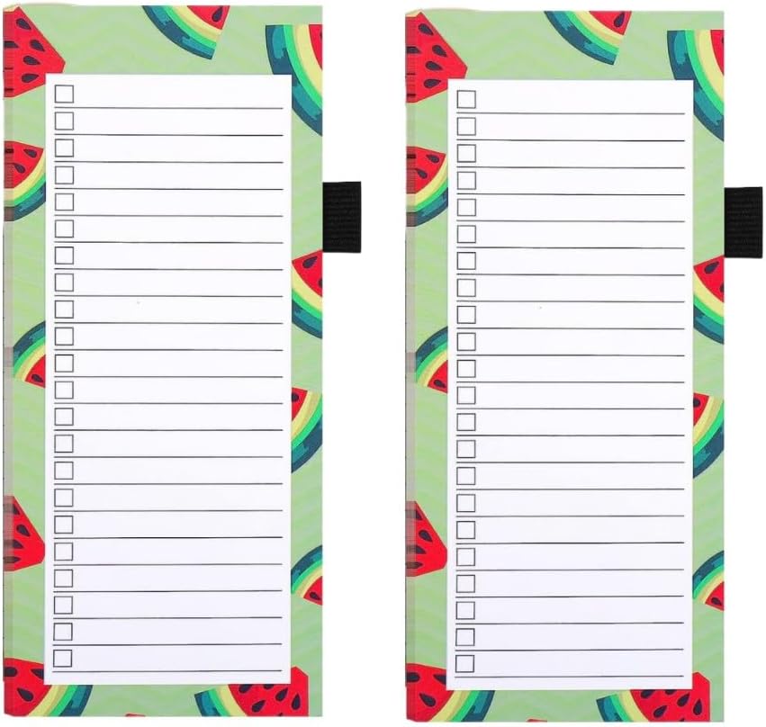 Magnetic shopping list for the fridge (2-piece) - 100 sheets - tear-off notepad with pen clip for shopping - to-do list and meal planning (watermelon) - Image 1
