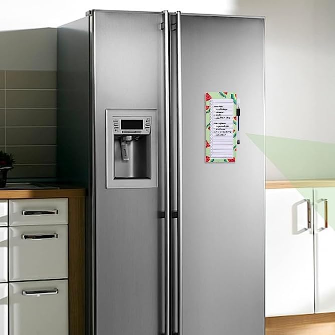 Magnetic shopping list for the fridge (2-piece) - 100 sheets - tear-off notepad with pen clip for shopping - to-do list and meal planning (watermelon) - Image 3