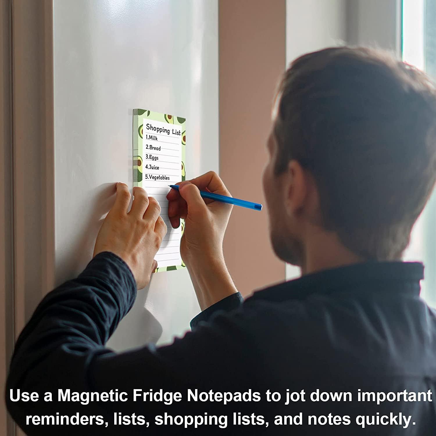 Magnetic shopping list for the fridge (2-piece) - 100 sheets - tear-off notepad with pen clip for shopping - to-do list and meal planning (watermelon) - Image 4