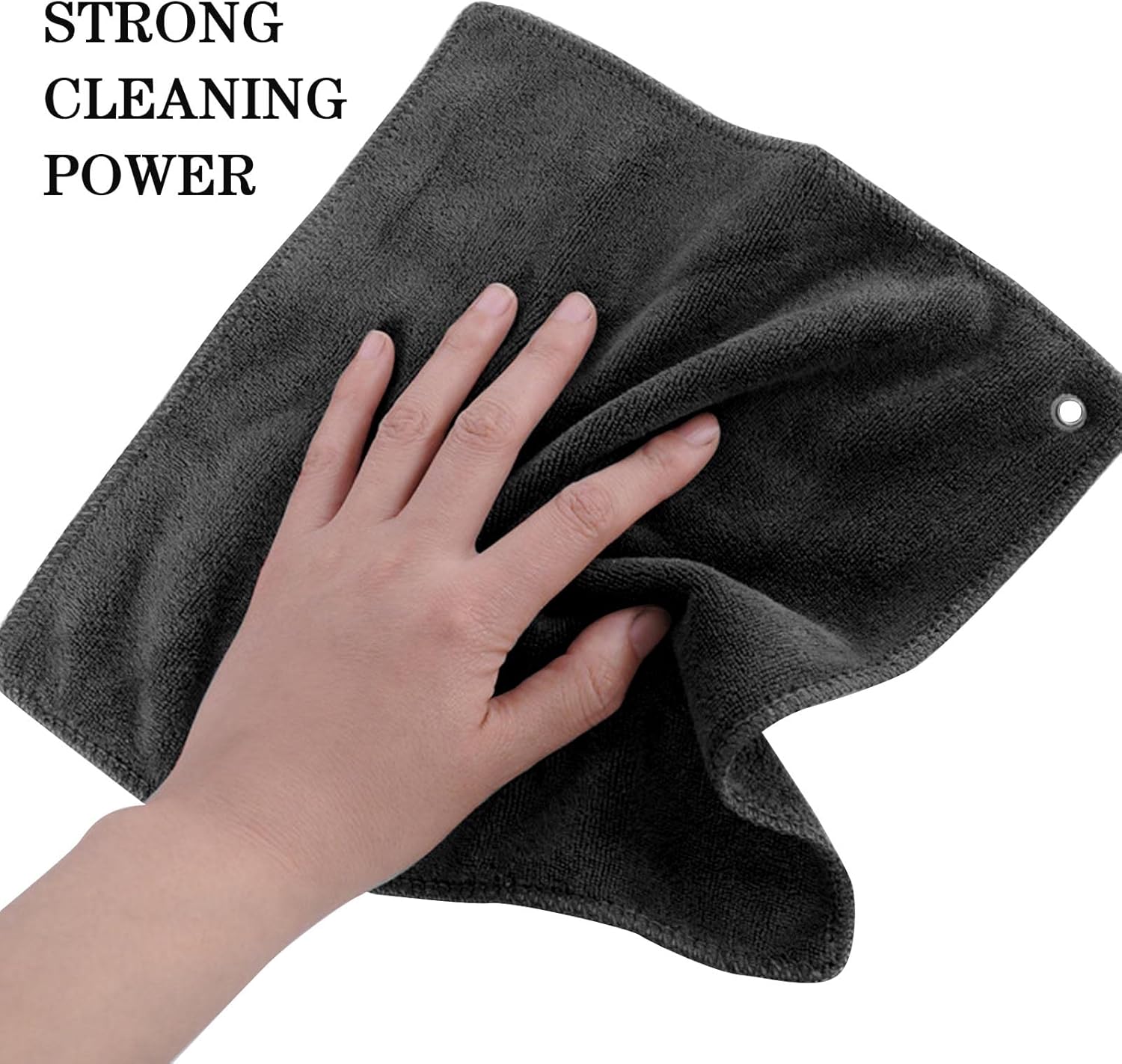 2 pieces golf towels- absorbent cleaning towels- multifunctional towels with carabiner for golf bags- fitness- sport- outdoor- yoga (2 colours)- black - Image 4