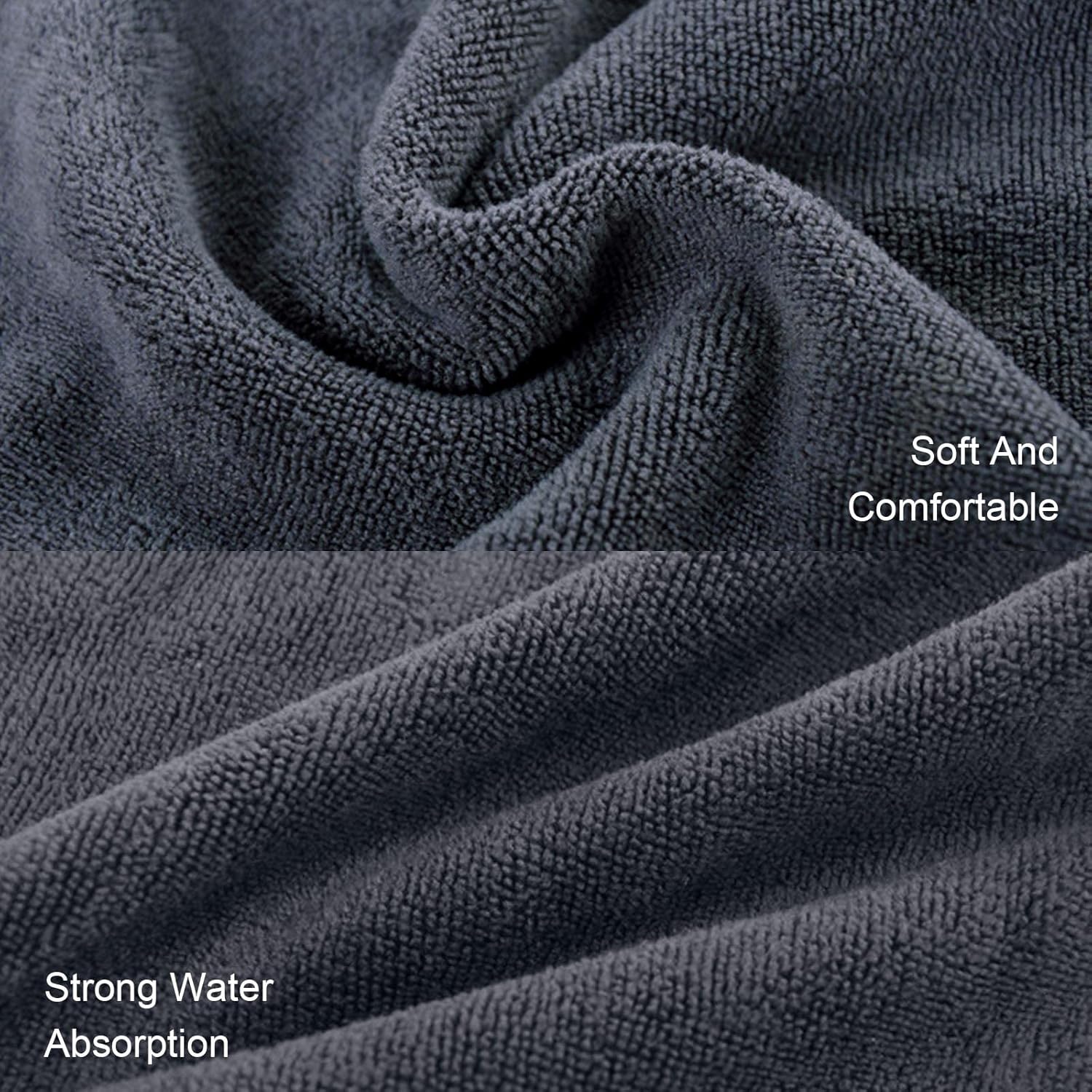 2 pieces golf towels- absorbent cleaning towels- multifunctional towels with carabiner for golf bags- fitness- sport- outdoor- yoga (2 colours)- black - Image 6