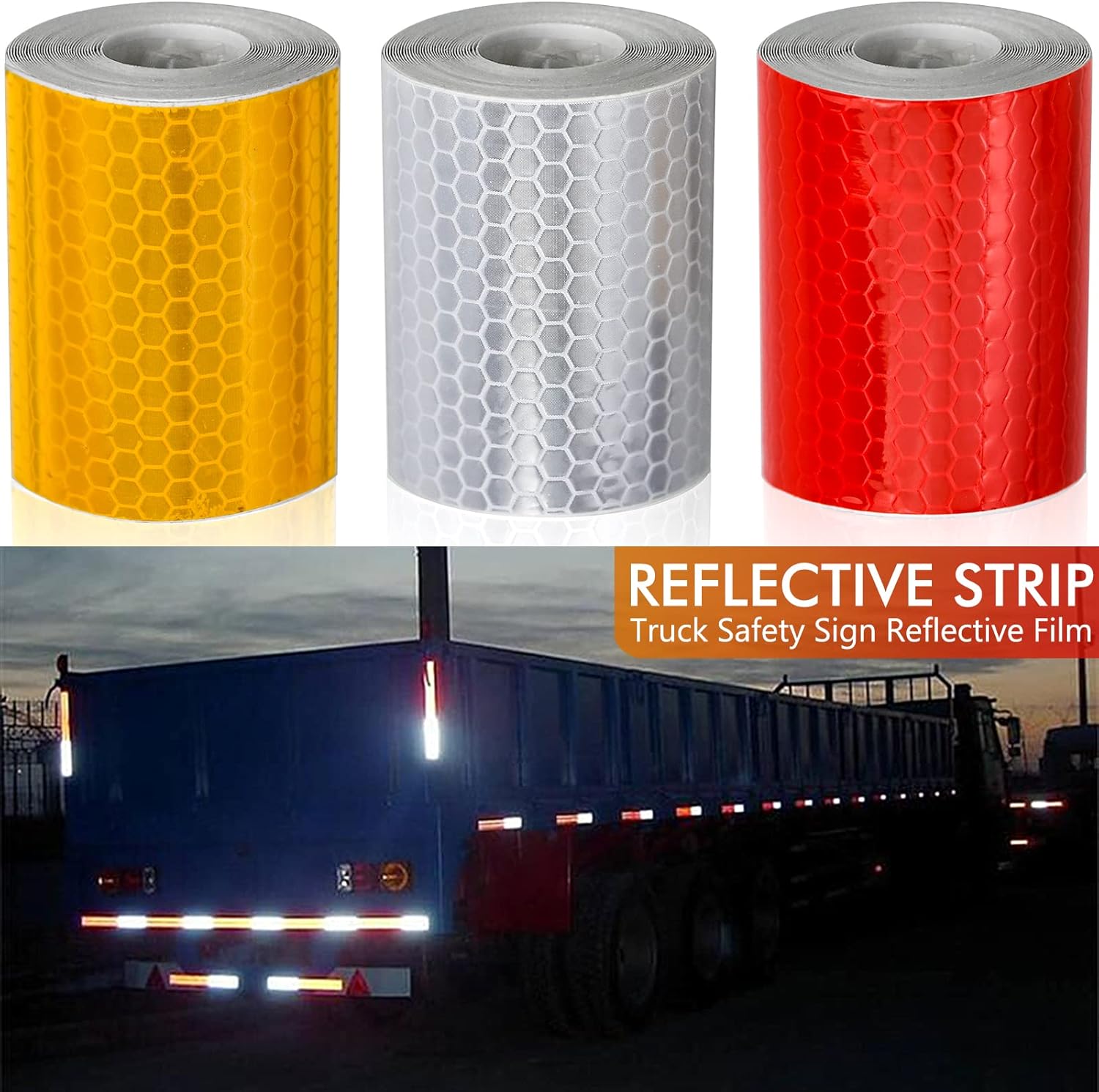 Reflective tape stickers - 3 rolls - White, yellow, red - Reflective tape - Safety warning strips - Traffic signs - Reflective signs - Stickers - 5 cm * 3 m - Image 3
