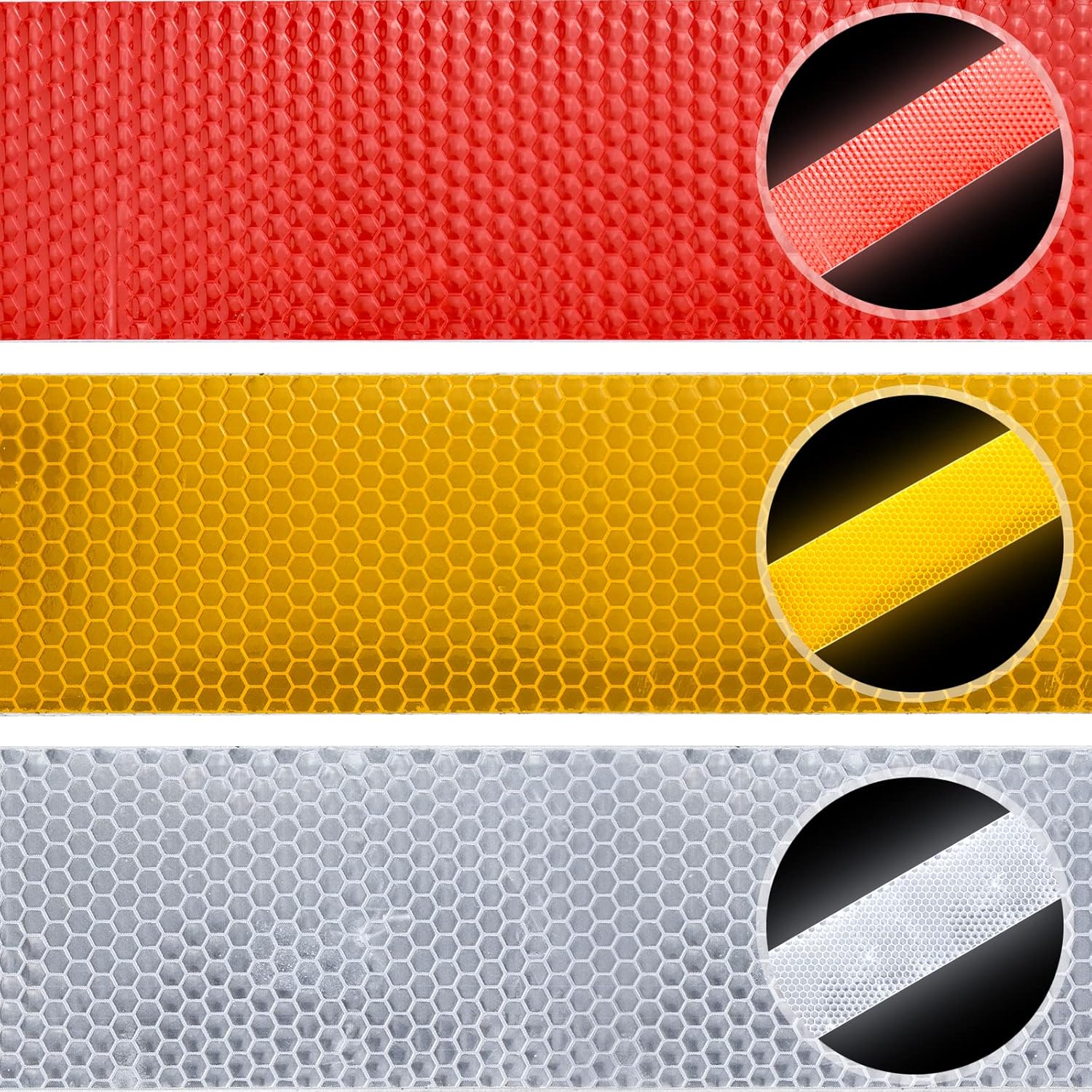 Reflective tape stickers - 3 rolls - White, yellow, red - Reflective tape - Safety warning strips - Traffic signs - Reflective signs - Stickers - 5 cm * 3 m - Image 7