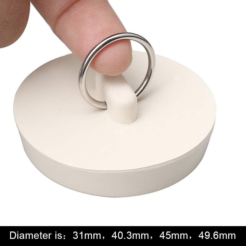 Set of 4 sink plugs - drain plugs - rubber drain stoppers and kitchen sink plugs with hanging ring - Suitable for bathtubs and bathrooms (4 sizes) - Image 3