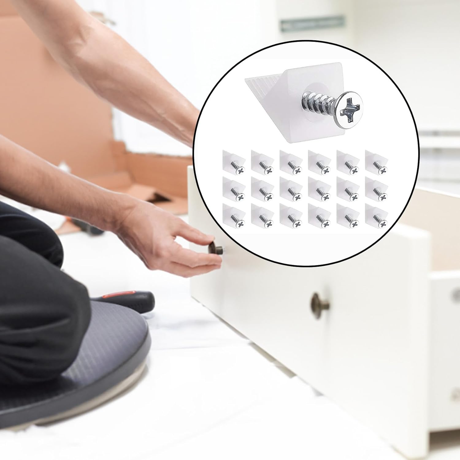 30-piece drawer repair kit - drawer repair set with screws - drawer support - drawer base repair brackets - plastic corner brackets - corner bracket fixings with screws for furniture - Image 4