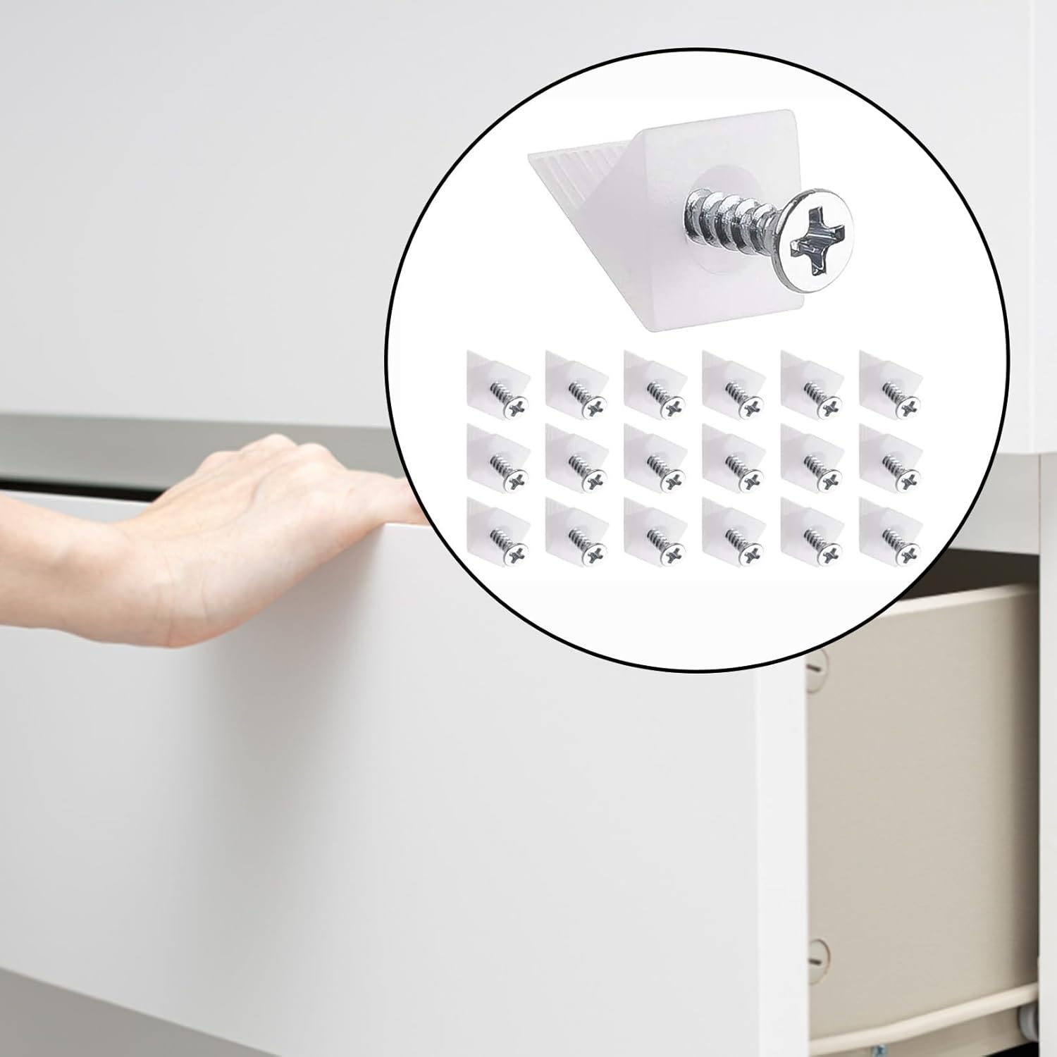 30-piece drawer repair kit - drawer repair set with screws - drawer support - drawer base repair brackets - plastic corner brackets - corner bracket fixings with screws for furniture - Image 5