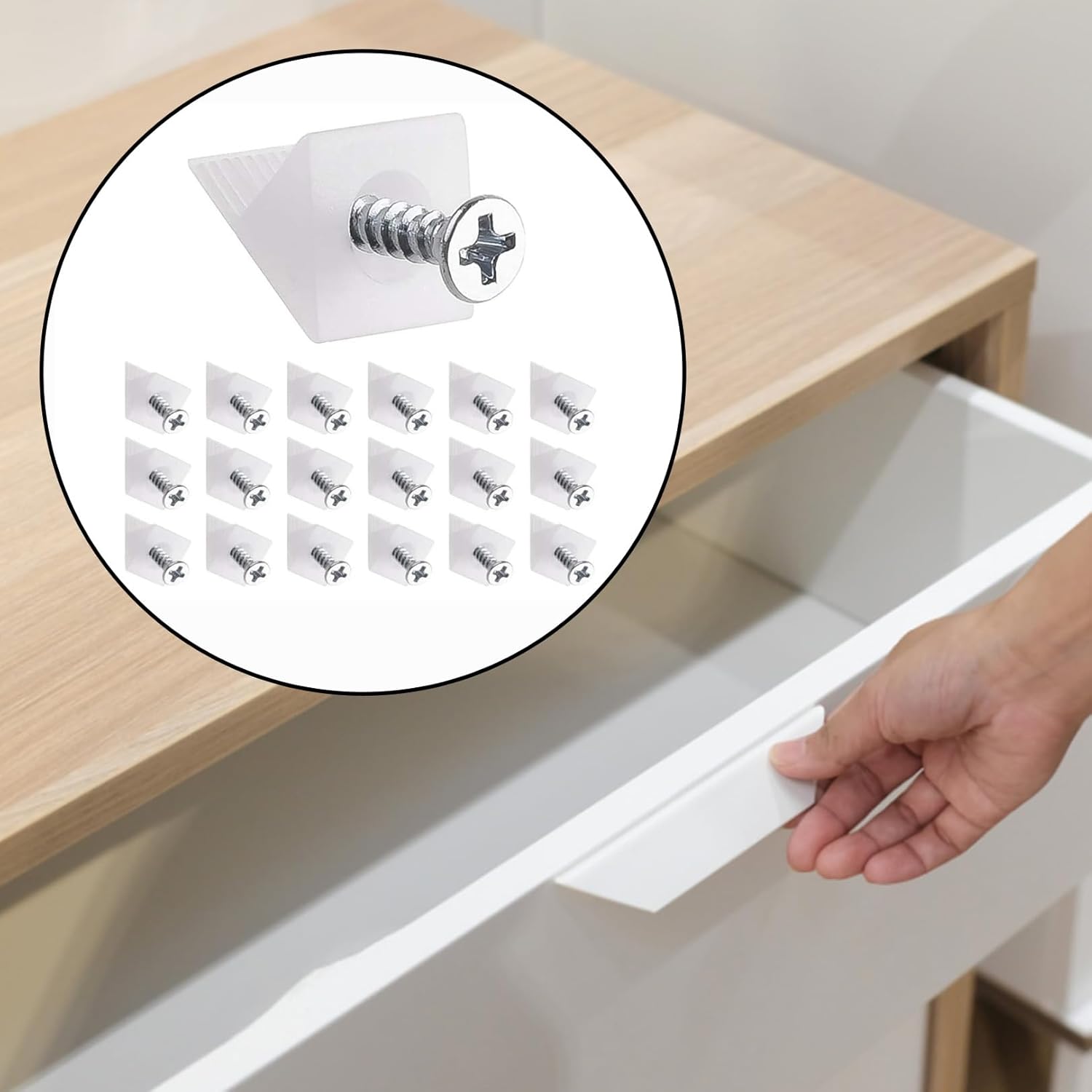30-piece drawer repair kit - drawer repair set with screws - drawer support - drawer base repair brackets - plastic corner brackets - corner bracket fixings with screws for furniture - Image 6