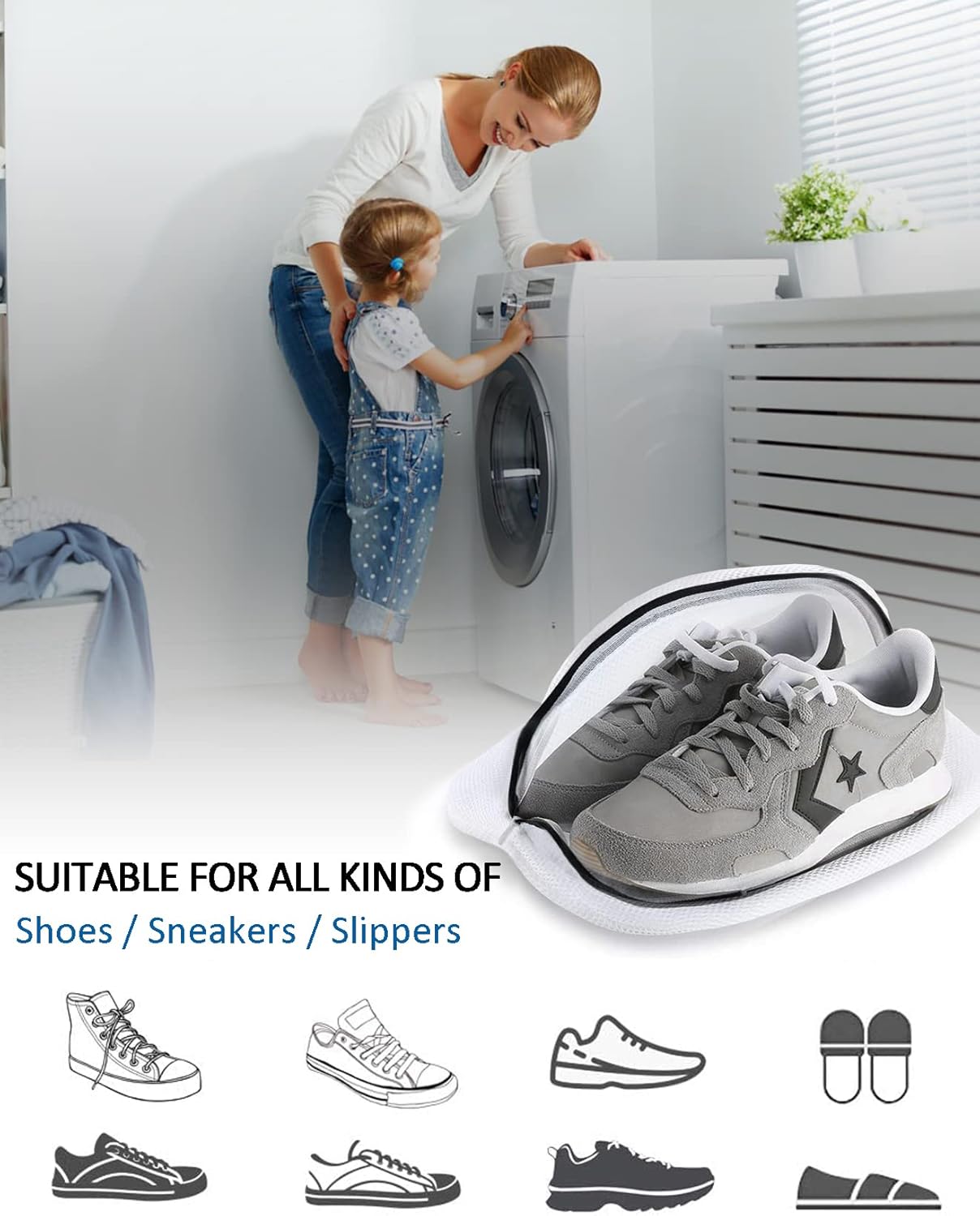 2-pack shoe wash bags - sneaker wash bags - shoe wash bags - shoe cleaning bags - multifunctional shoe wash bags for sneakers - socks - underwear - perfect for storage and travel - Image 2