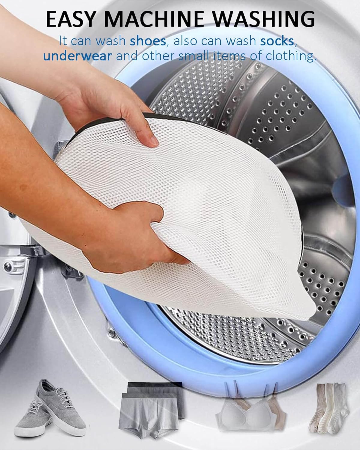 2-pack shoe wash bags - sneaker wash bags - shoe wash bags - shoe cleaning bags - multifunctional shoe wash bags for sneakers - socks - underwear - perfect for storage and travel - Image 4