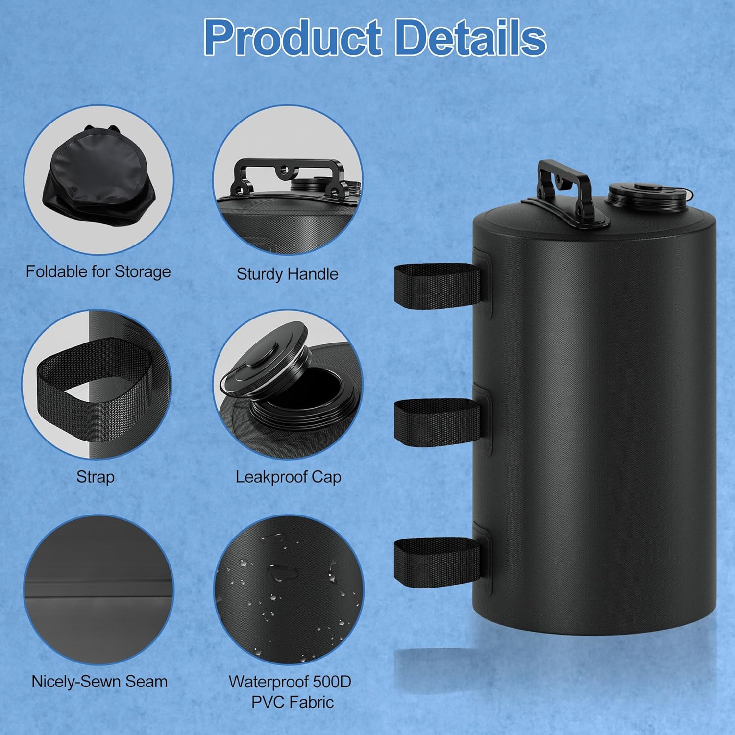 Gazebo Hydration Bag 88 lbs - Portable 10L Windproof Hydration Bag for Pop-up Tents - Awnings - Gazebos - Heavy Sand Weights - 4-Pack - Image 3