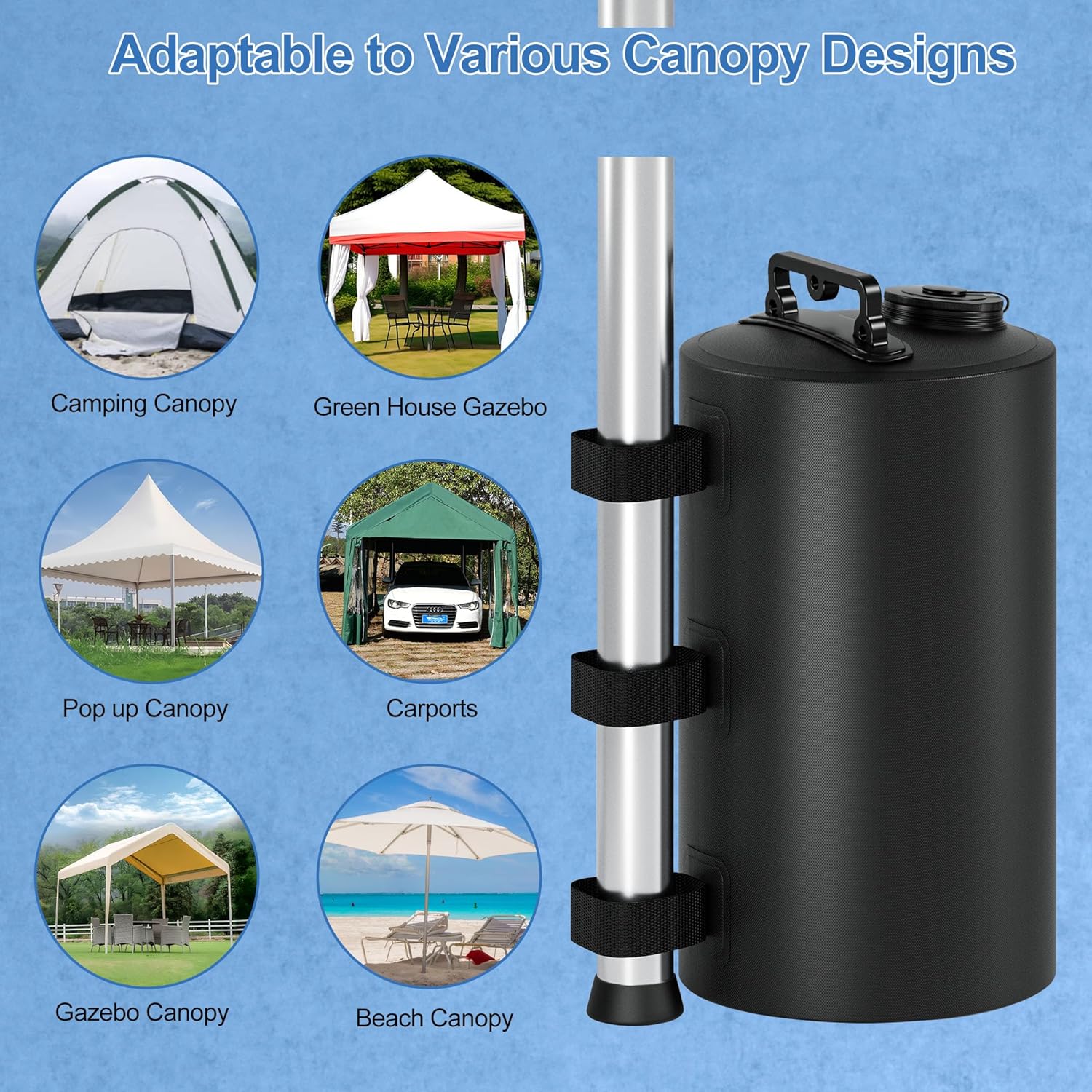 Gazebo Hydration Bag 88 lbs - Portable 10L Windproof Hydration Bag for Pop-up Tents - Awnings - Gazebos - Heavy Sand Weights - 4-Pack - Image 4