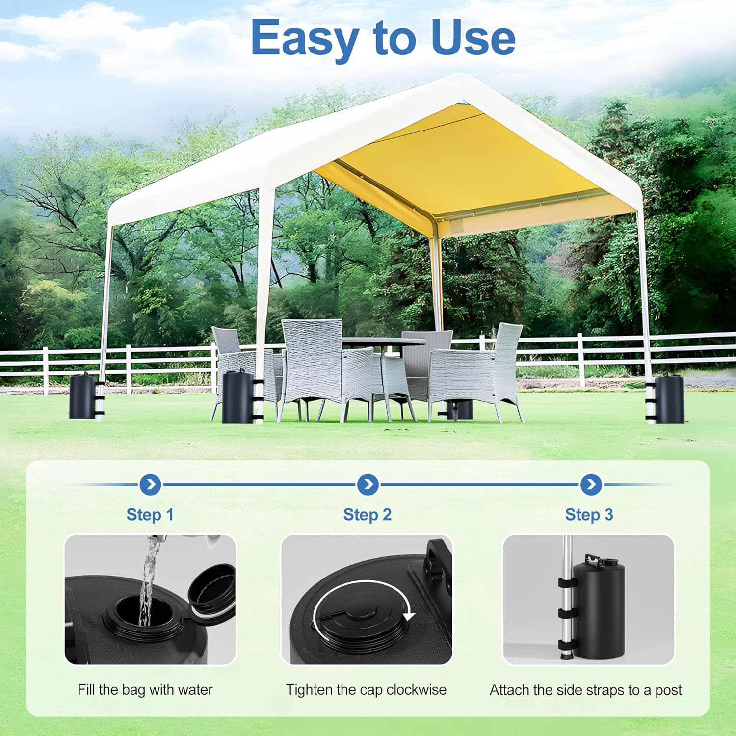 Gazebo Hydration Bag 88 lbs - Portable 10L Windproof Hydration Bag for Pop-up Tents - Awnings - Gazebos - Heavy Sand Weights - 4-Pack - Image 5
